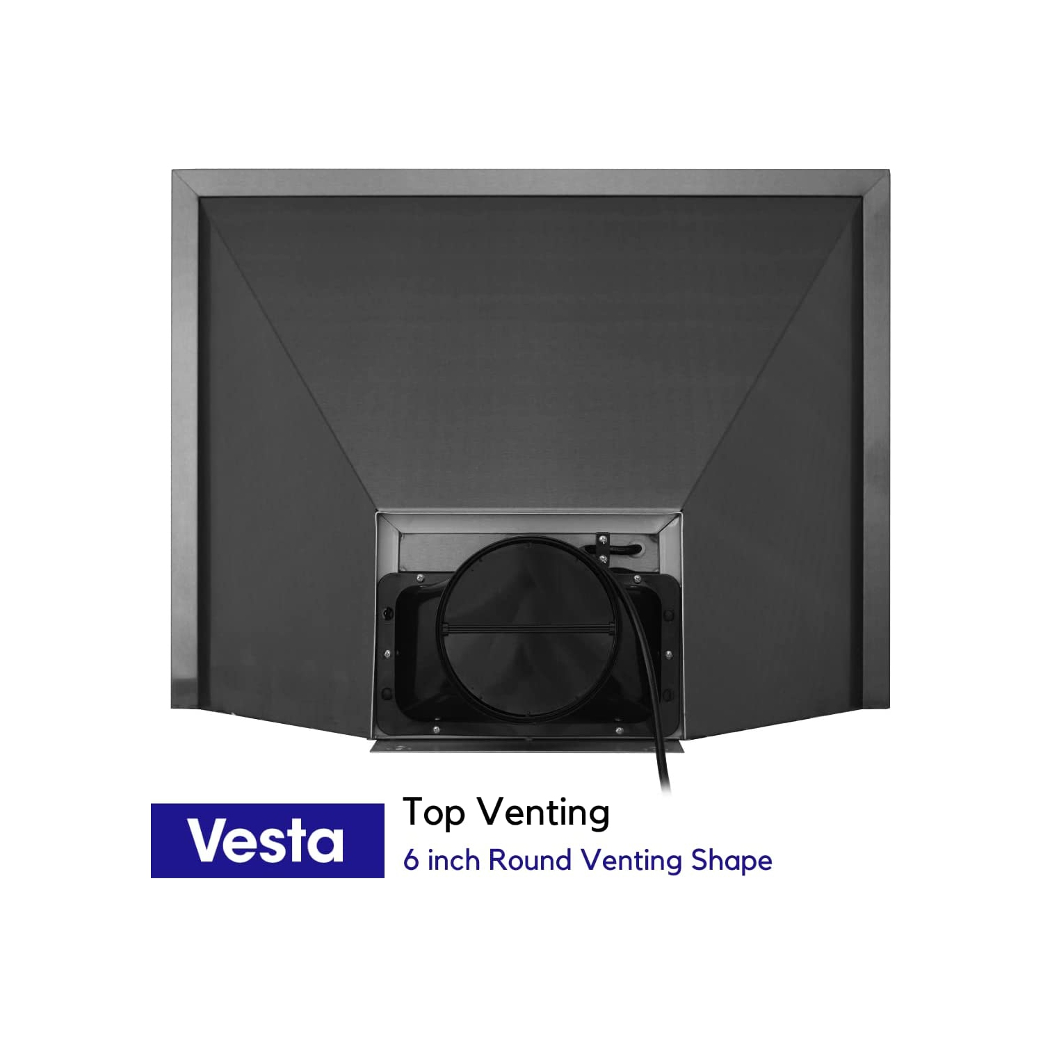 Vesta 900CFM Frankfurt Black Stainless Steel Wall Mounted Range Hood With Touch Screen Control, 2 Pcs Baffle Filters, 4 Speed Levels, Adjustable