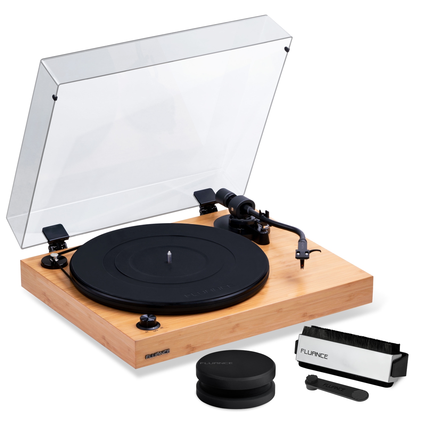 Fluance RT82 Reference Vinyl Turntable Record Player with Record Weight and Vinyl Cleaning Kit
