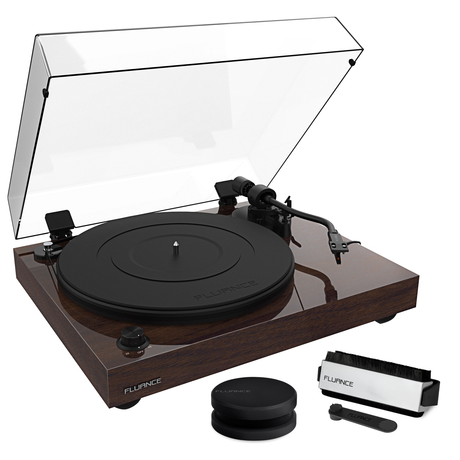 Fluance RT82 Reference Vinyl Turntable Record Player with Record Weight and Vinyl Cleaning Kit
