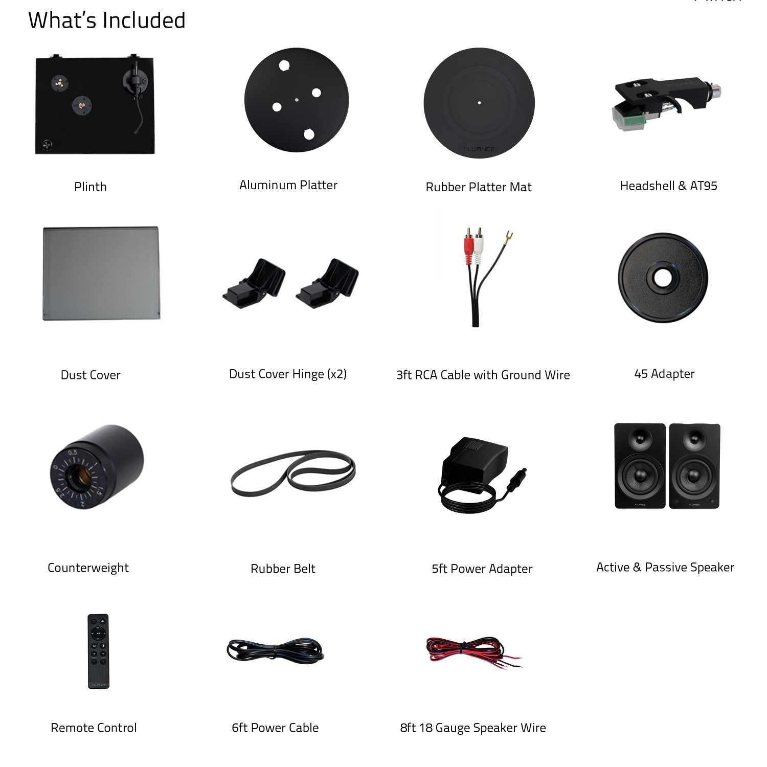 Tourne-disque haute fidélité en vinyle RT81 Elite de Fluance et haut-parleurs d’étagère stéréo 6,5 po amplifiés Ai61