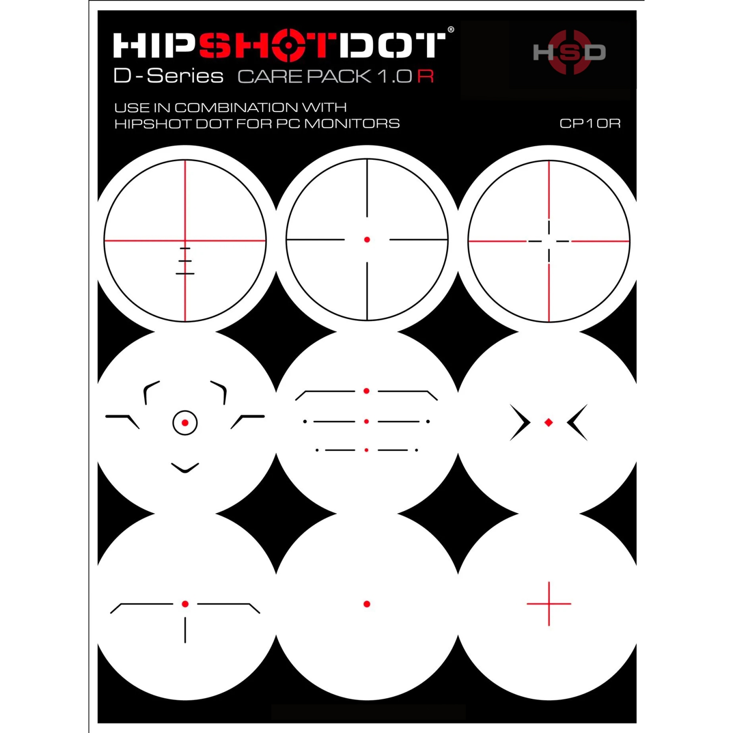 HipShotDot D-Series Tech Pack - Reusable Transparent Aim Sight Assist TV Decals - Gaming Television or Monitor Decal for FPS Video Games Compatible with PC, Xbox & Playstation (CP 1.0, Red)