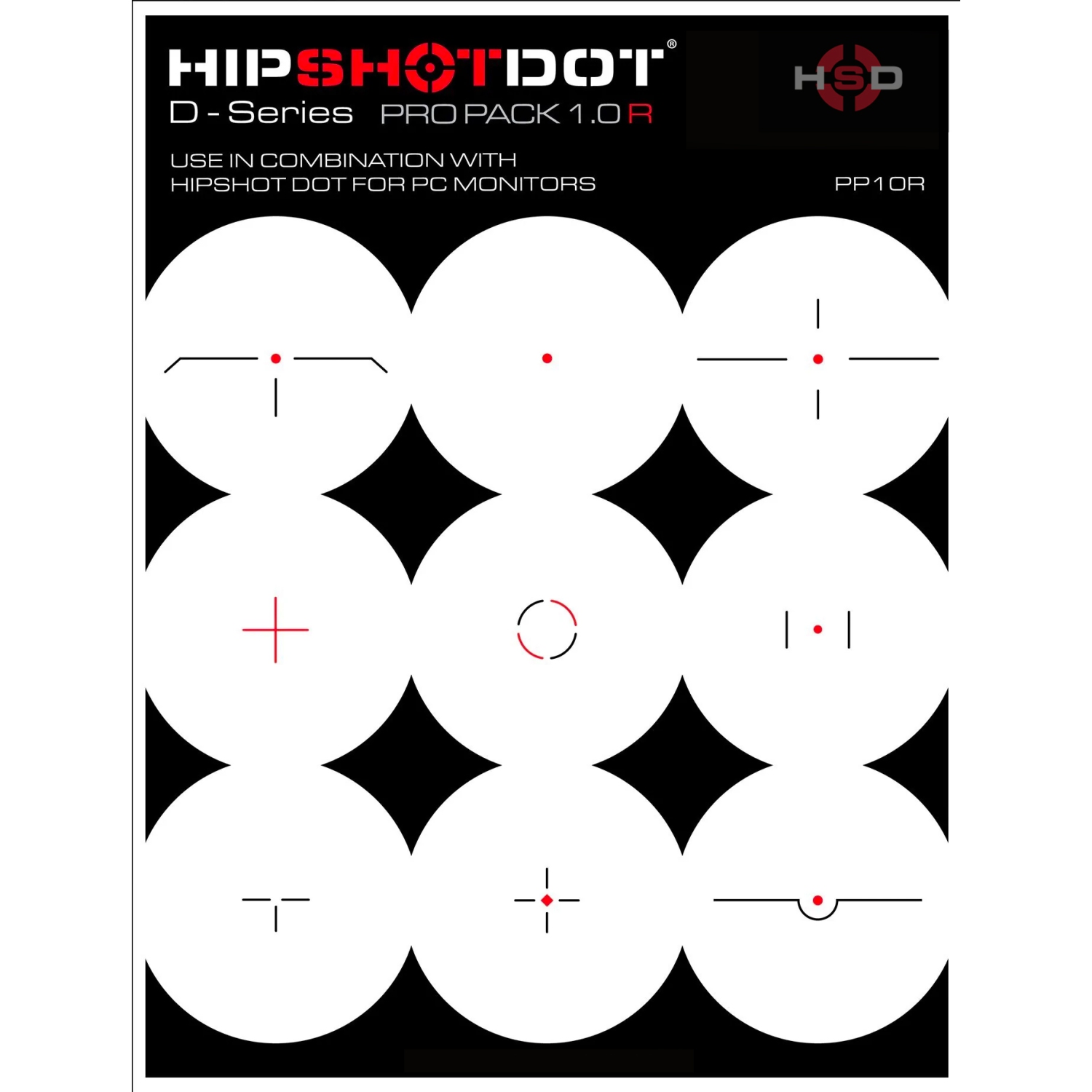 HipShotDot D-Series Tech Pack - Reusable Transparent Aim Sight Assist TV Decals - Gaming Television or Monitor Decal for FPS Video Games Compatible with PC, Xbox & Playstation (PP 1.0, Red)