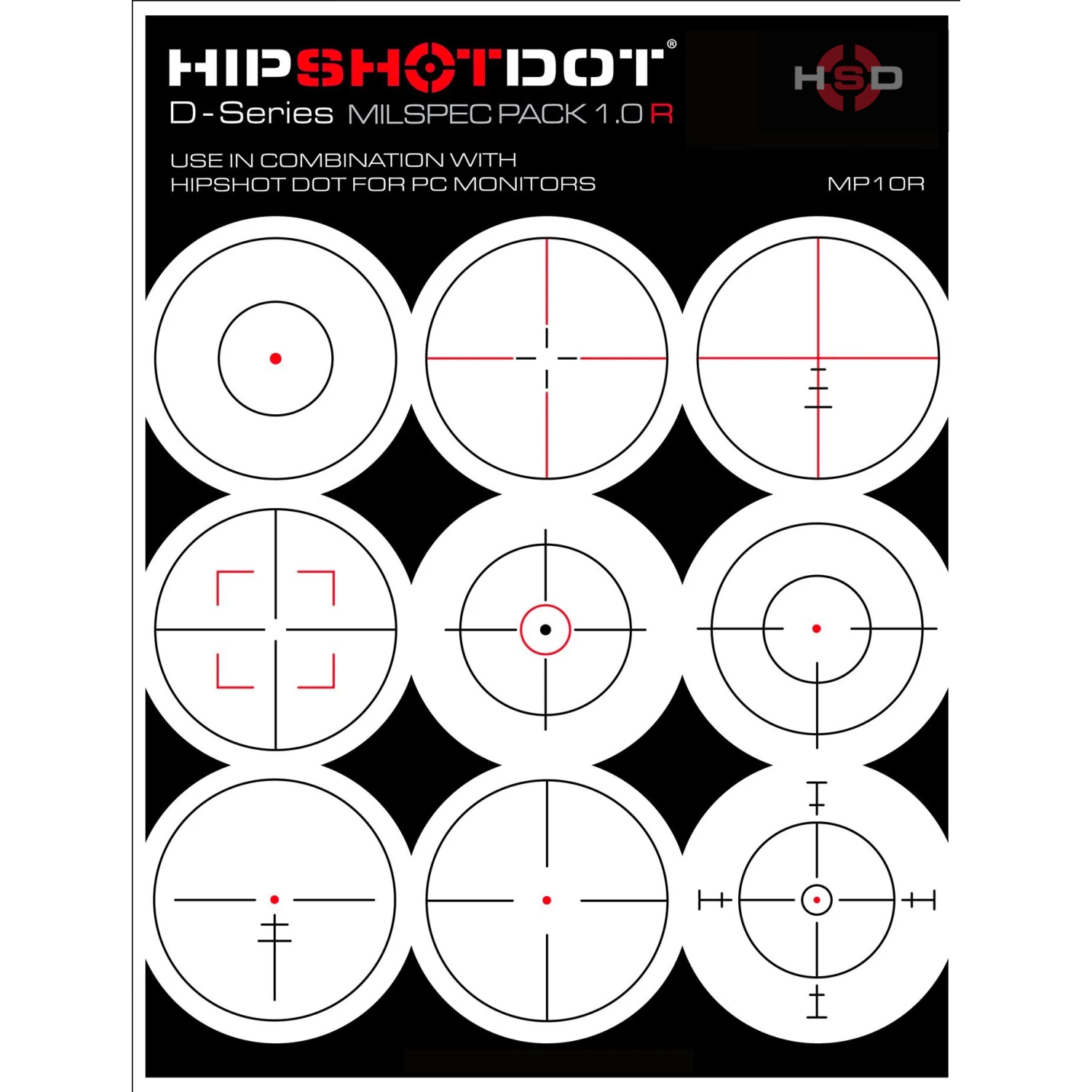 HipShotDot D-Series Tech Pack - Reusable Transparent Aim Sight Assist TV Decals - Gaming Television or Monitor Decal for FPS Video Games Compatible with PC, Xbox & Playstation (MP 1.0, Red)