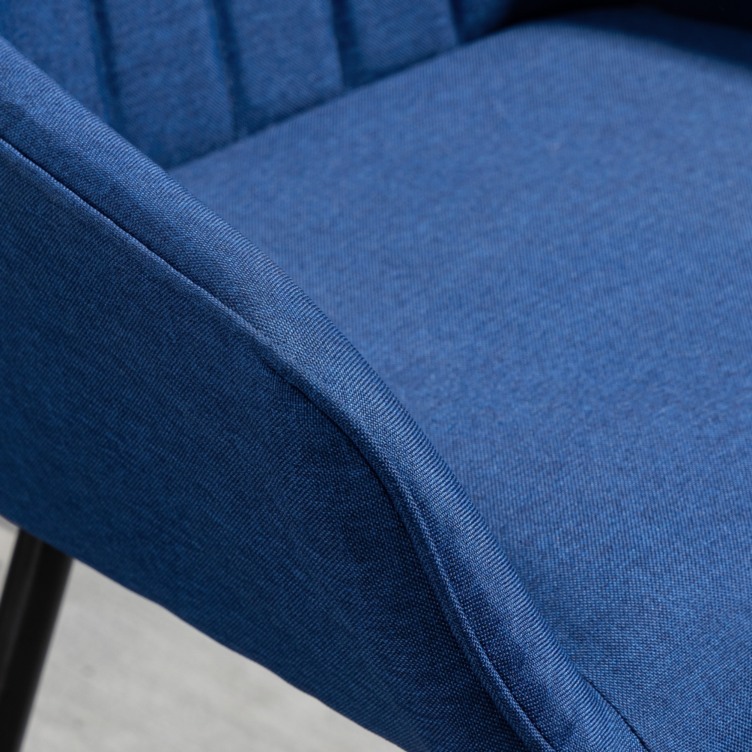 HOMCOM Dining Chairs Set of 2, Upholstered Kitchen Chairs, Linen Fabric Accent Arm Chairs with Metal Legs, Dark Blue