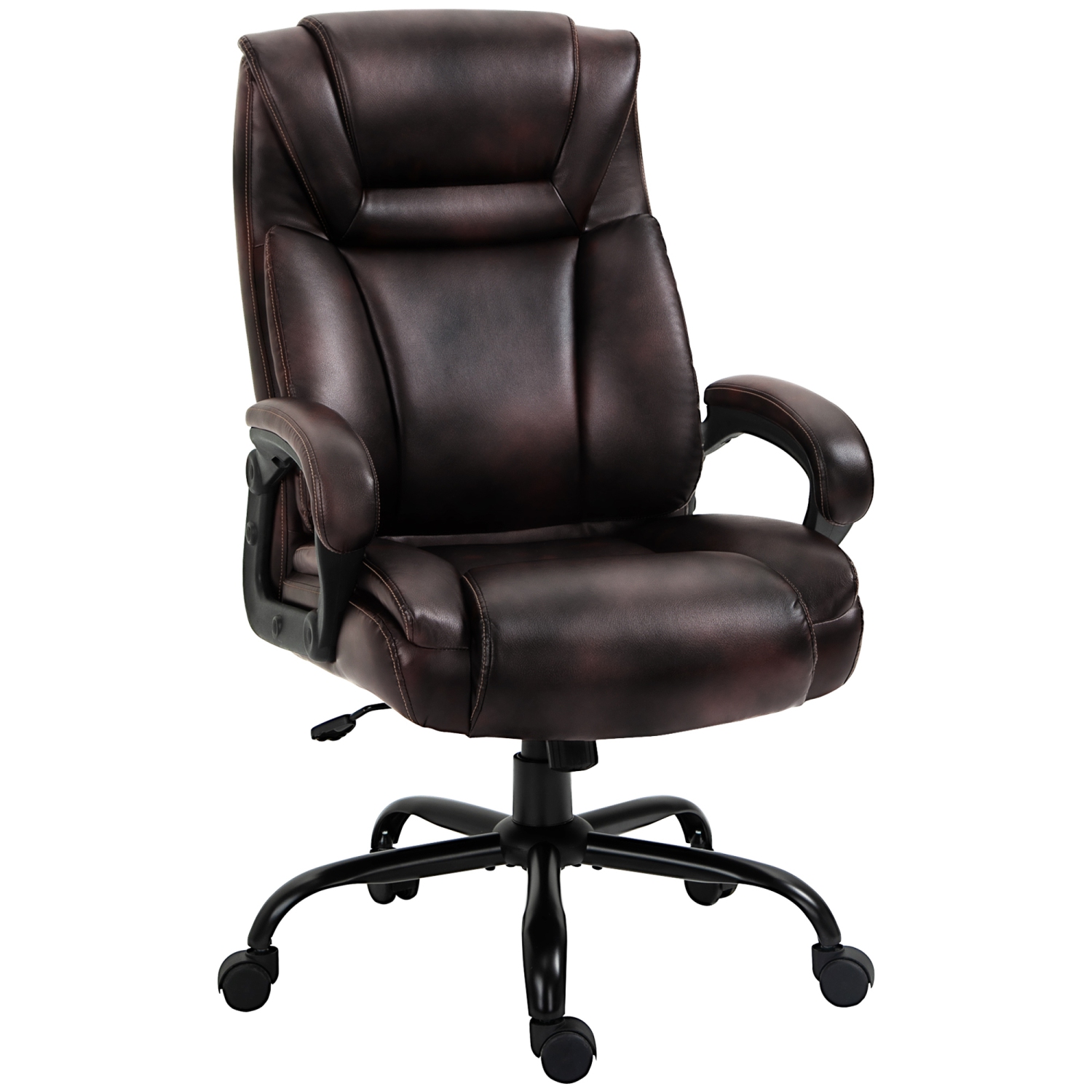 Vinsetto Executive Office Chair, Large, 400LBS Capacity, High Back, PU Leather, Adjustable Height, Swivel Wheels, Brown