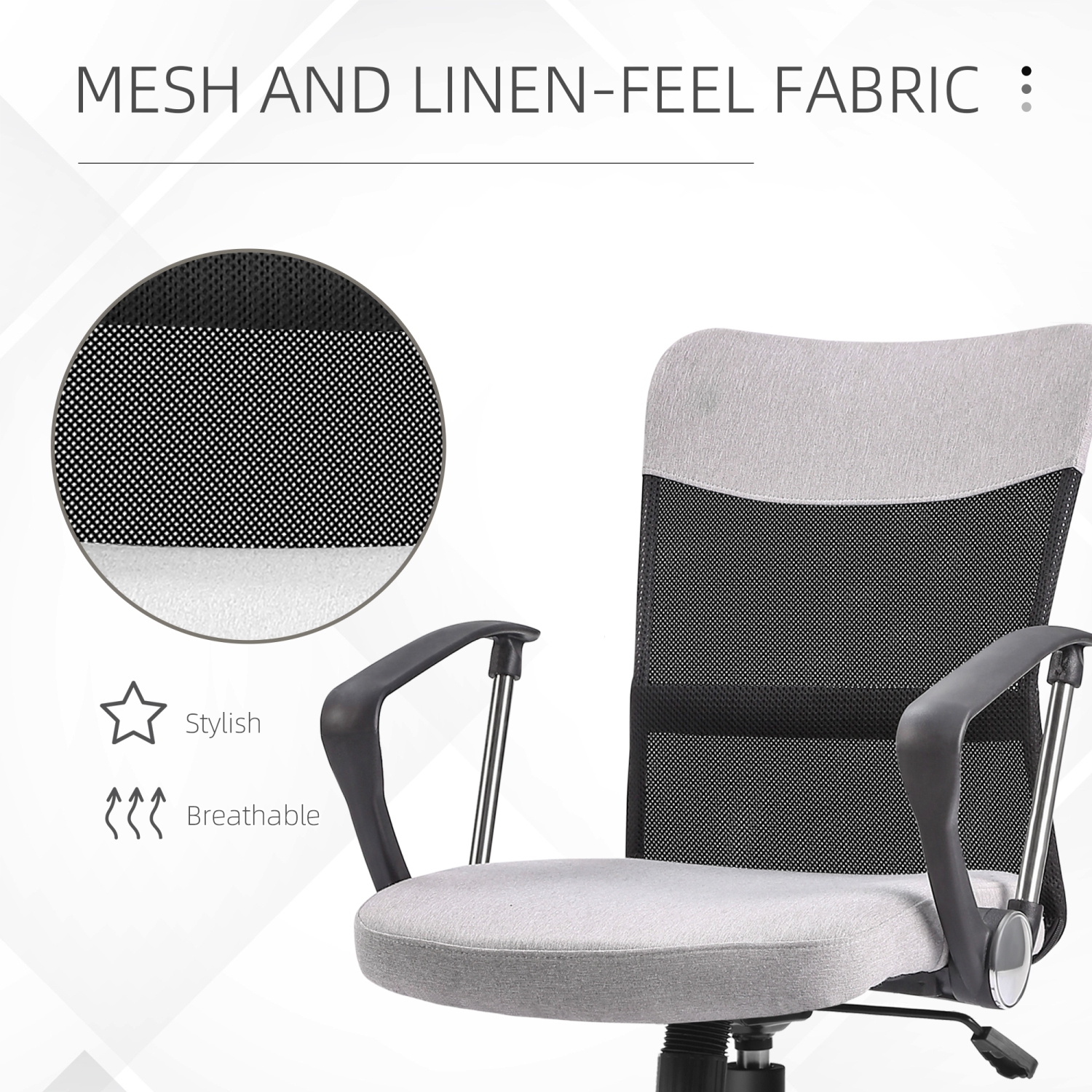 Vinsetto Ergonomic Office Chair, Mid Back Mesh Computer Desk Chair with Lumbar Back Support, Adjustable Tilt Angle, Adjustable Height, Grey