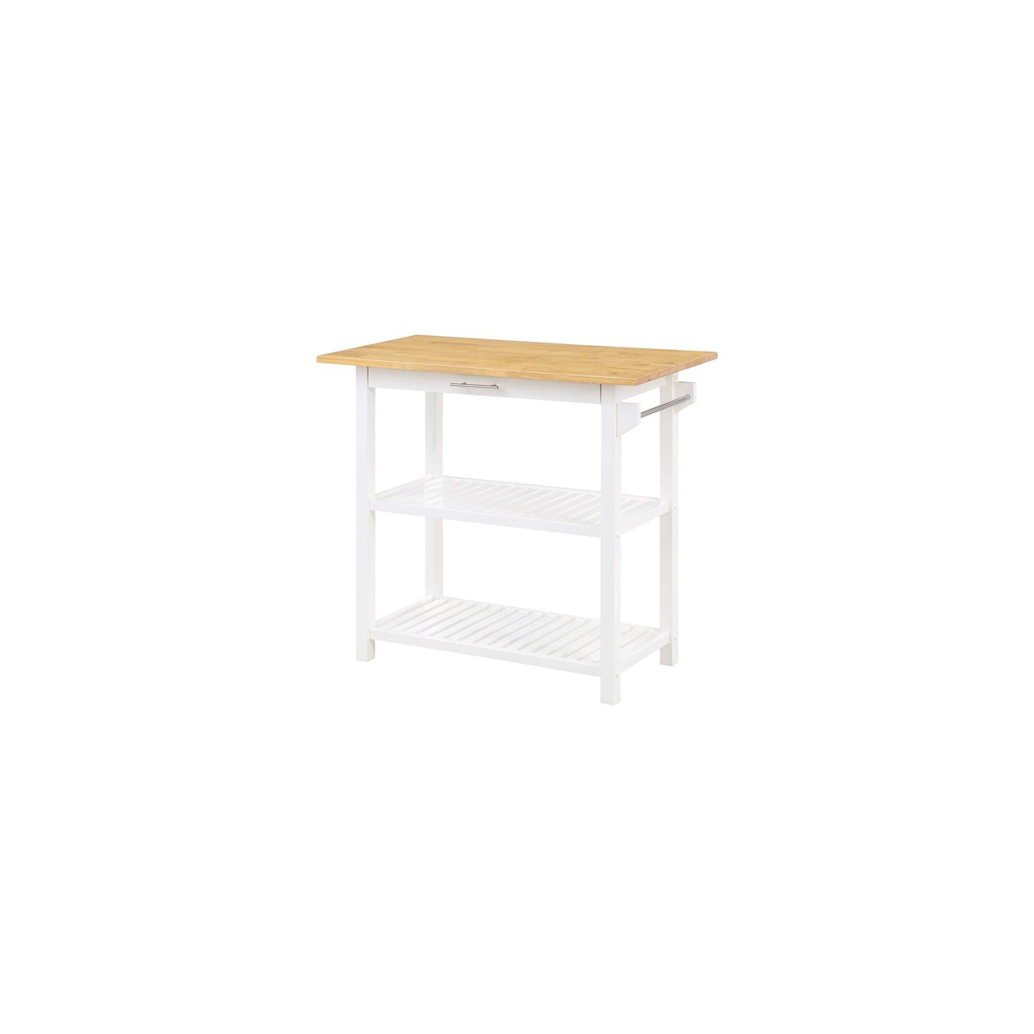 Designs2Go Three-Tier Butcher Block Kitchen Prep Island with Drawer- White Wood