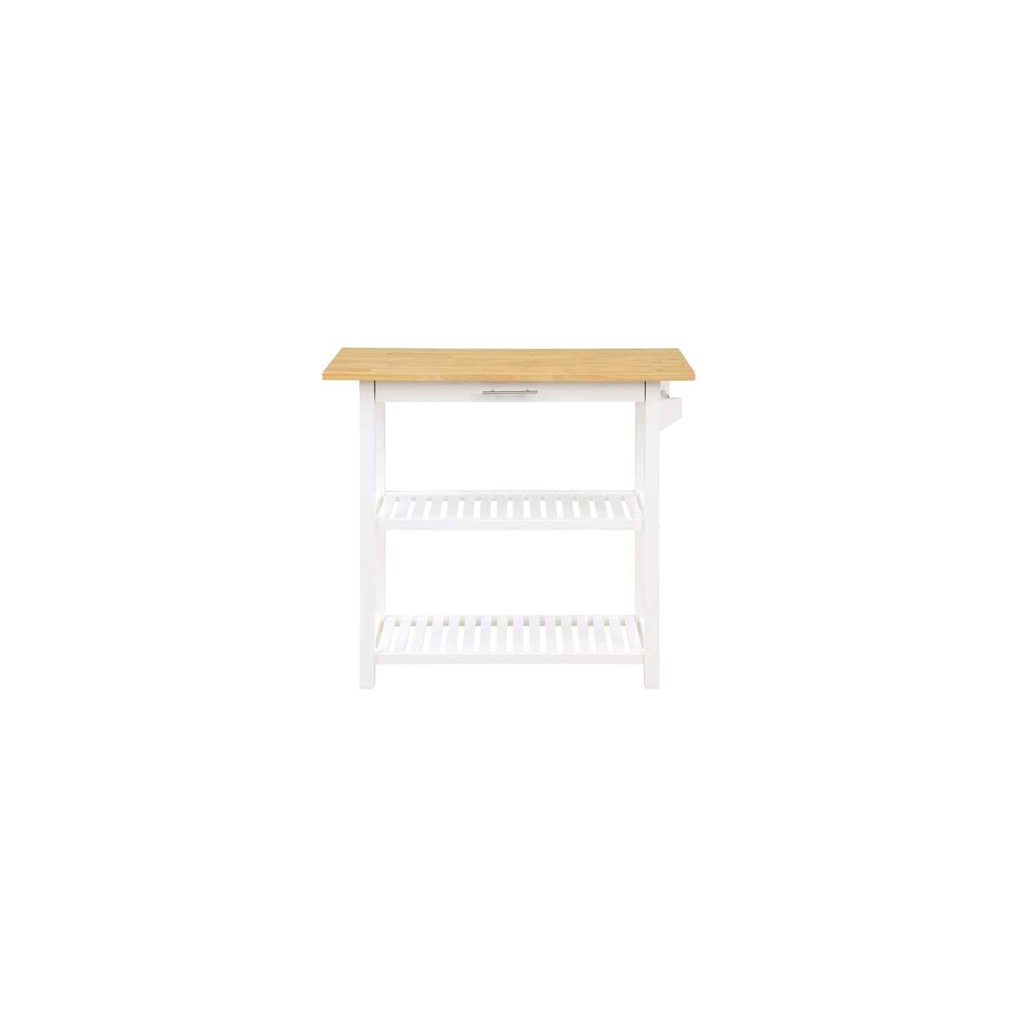 Designs2Go Three-Tier Butcher Block Kitchen Prep Island with Drawer- White Wood