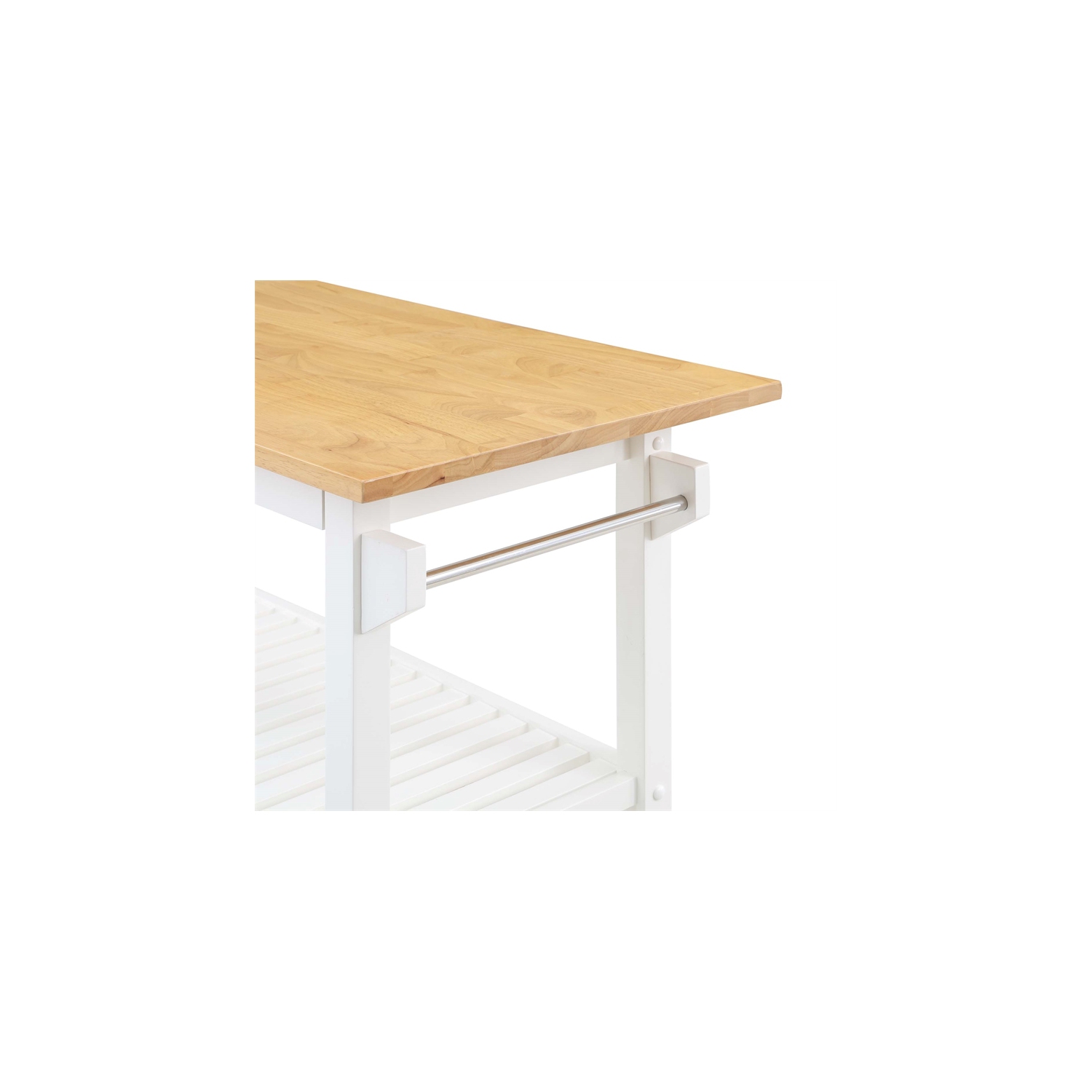 Designs2Go Three-Tier Butcher Block Kitchen Prep Island with Drawer- White Wood