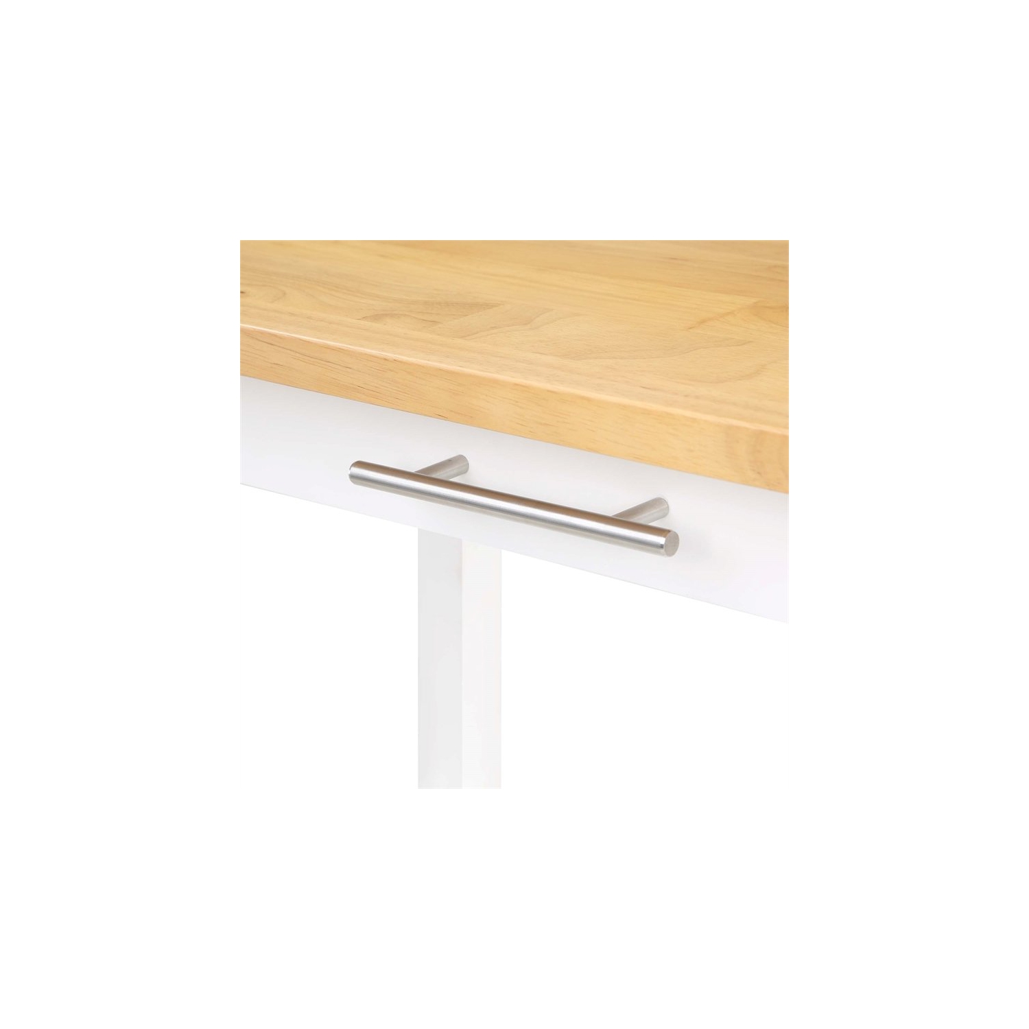 Designs2Go Three-Tier Butcher Block Kitchen Prep Island with Drawer- White Wood