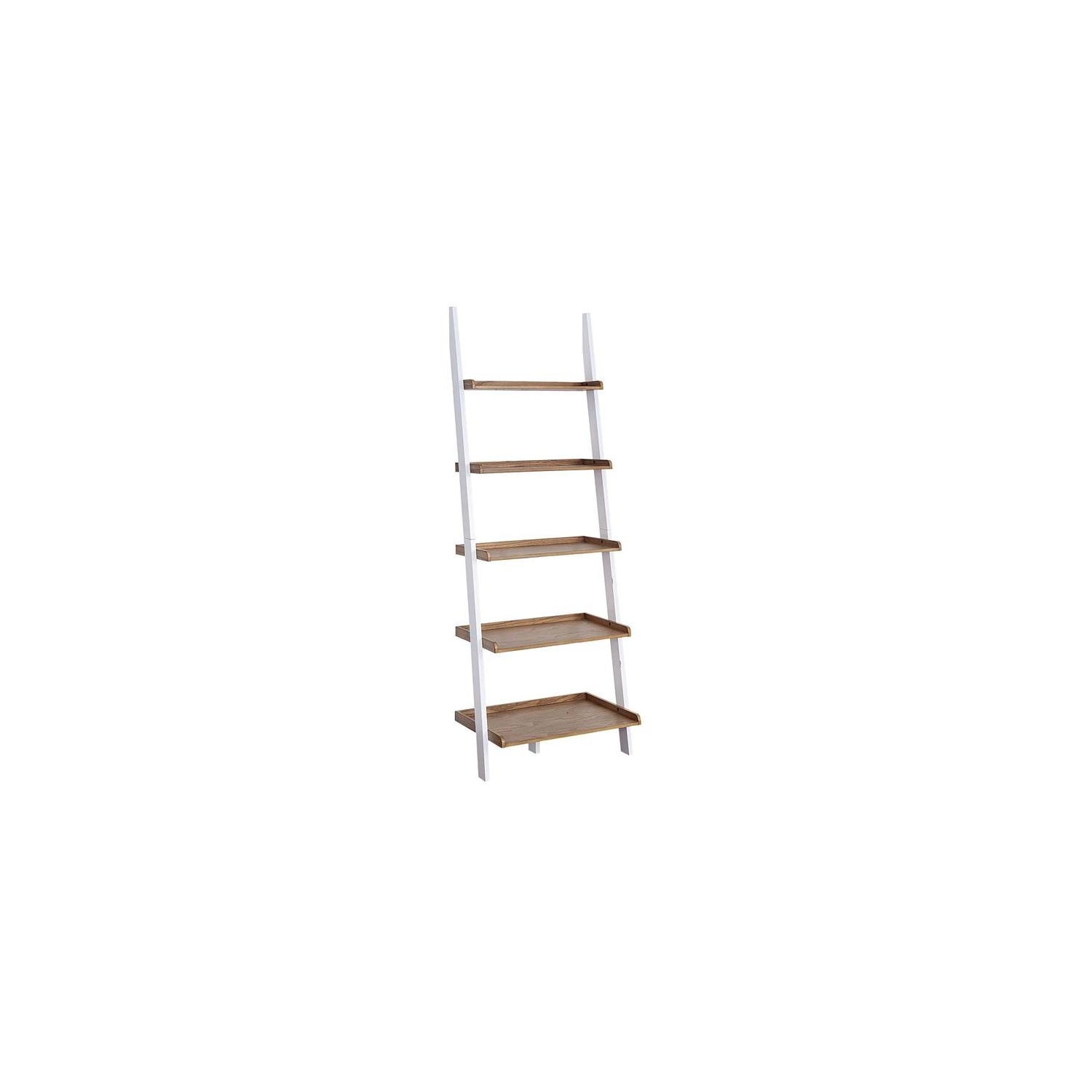 Pemberly Row Bookshelf Ladder with Five Tiers in Caramel Wood Finish