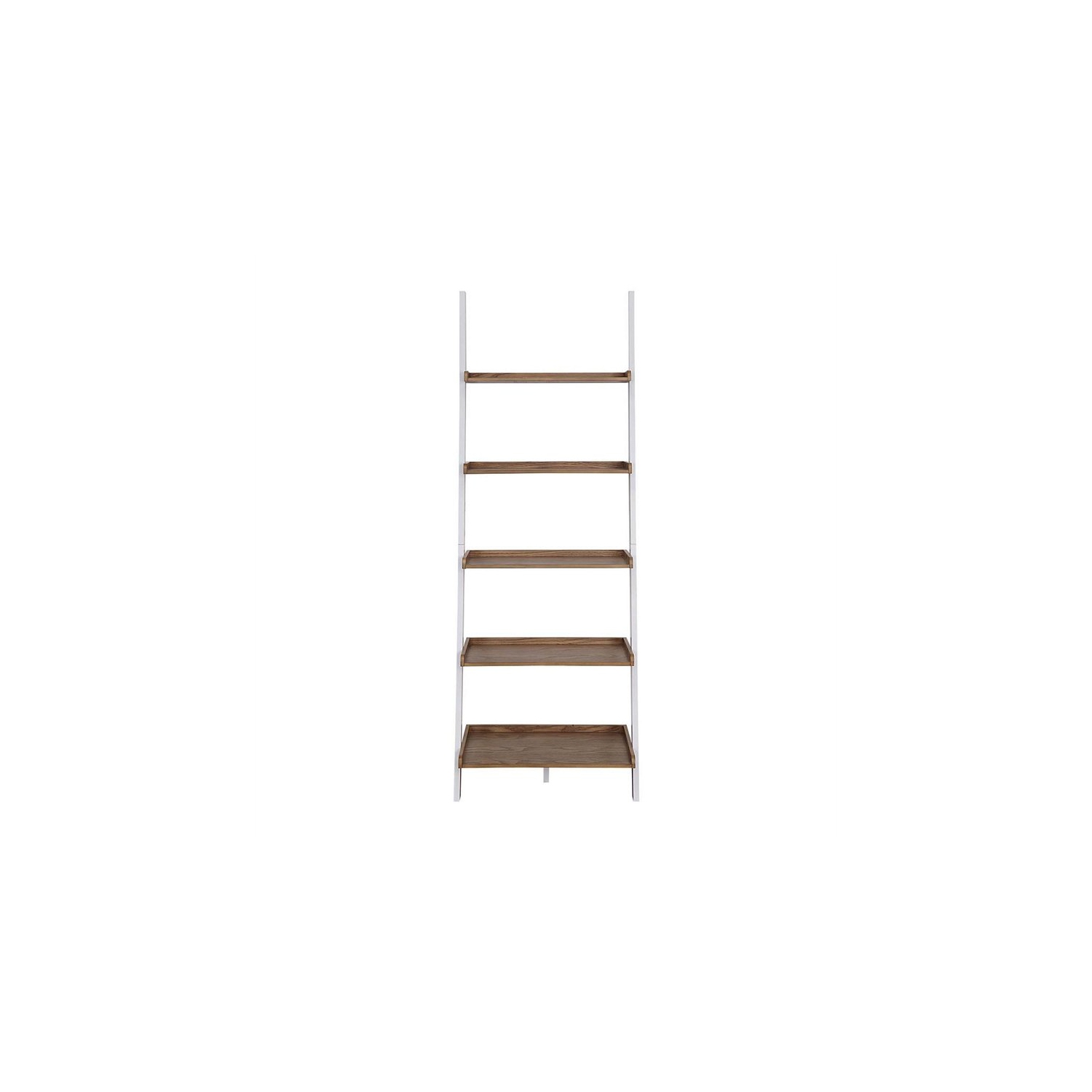 Pemberly Row Bookshelf Ladder with Five Tiers in Caramel Wood Finish