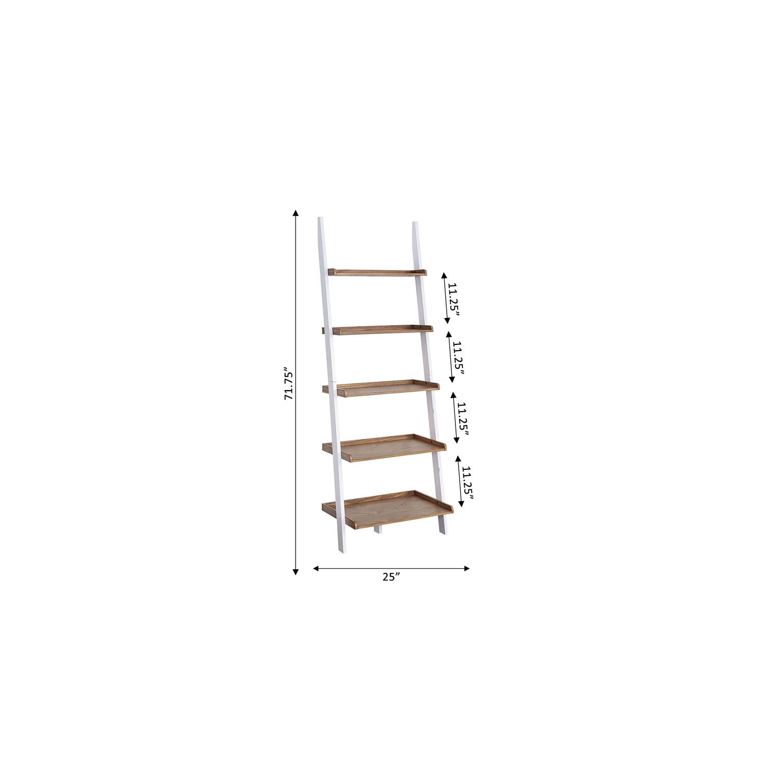 Pemberly Row Bookshelf Ladder with Five Tiers in Caramel Wood Finish