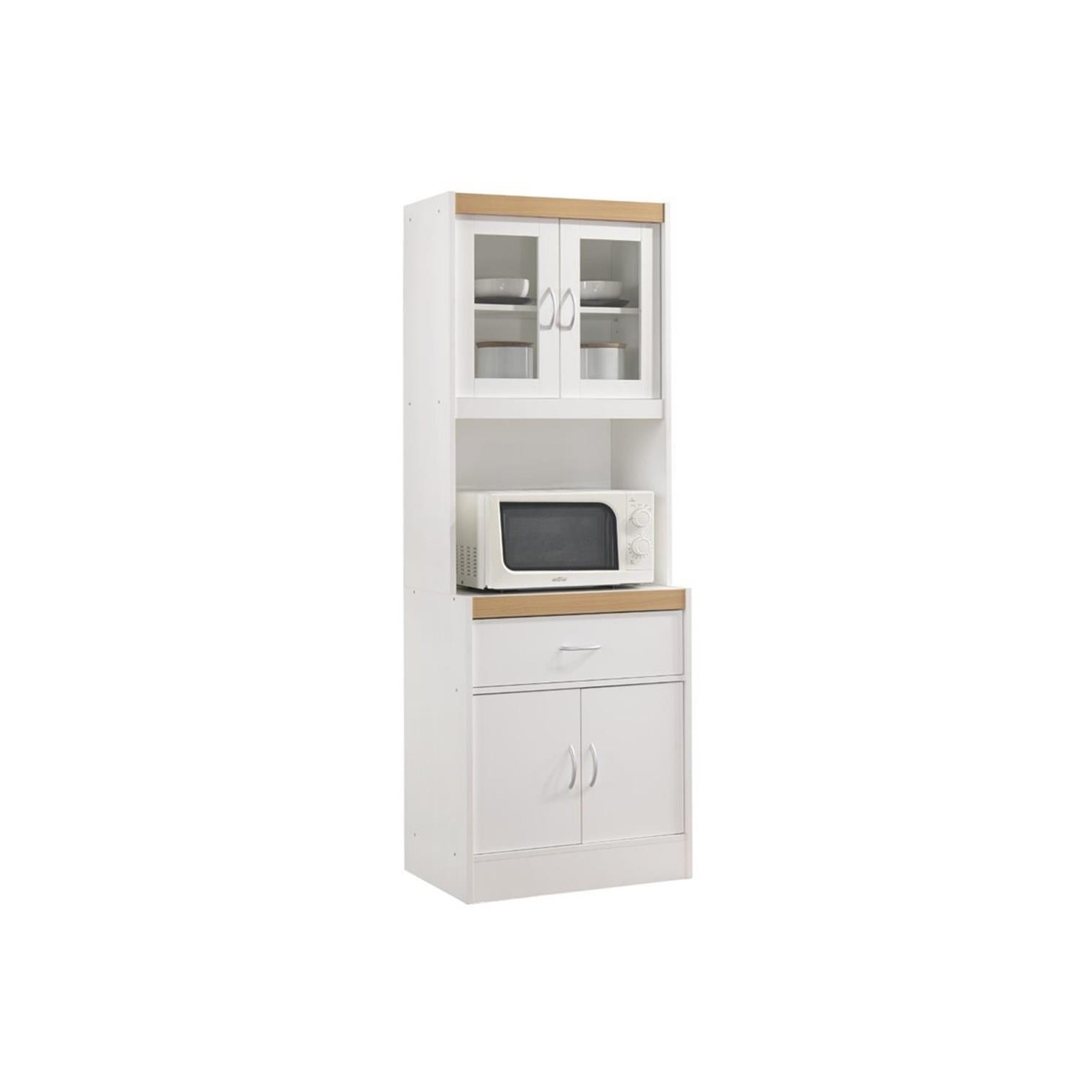 Armoire de cuisine Hodedah avec 1 tiroir plus espace pour micro-ondes en bois blanc