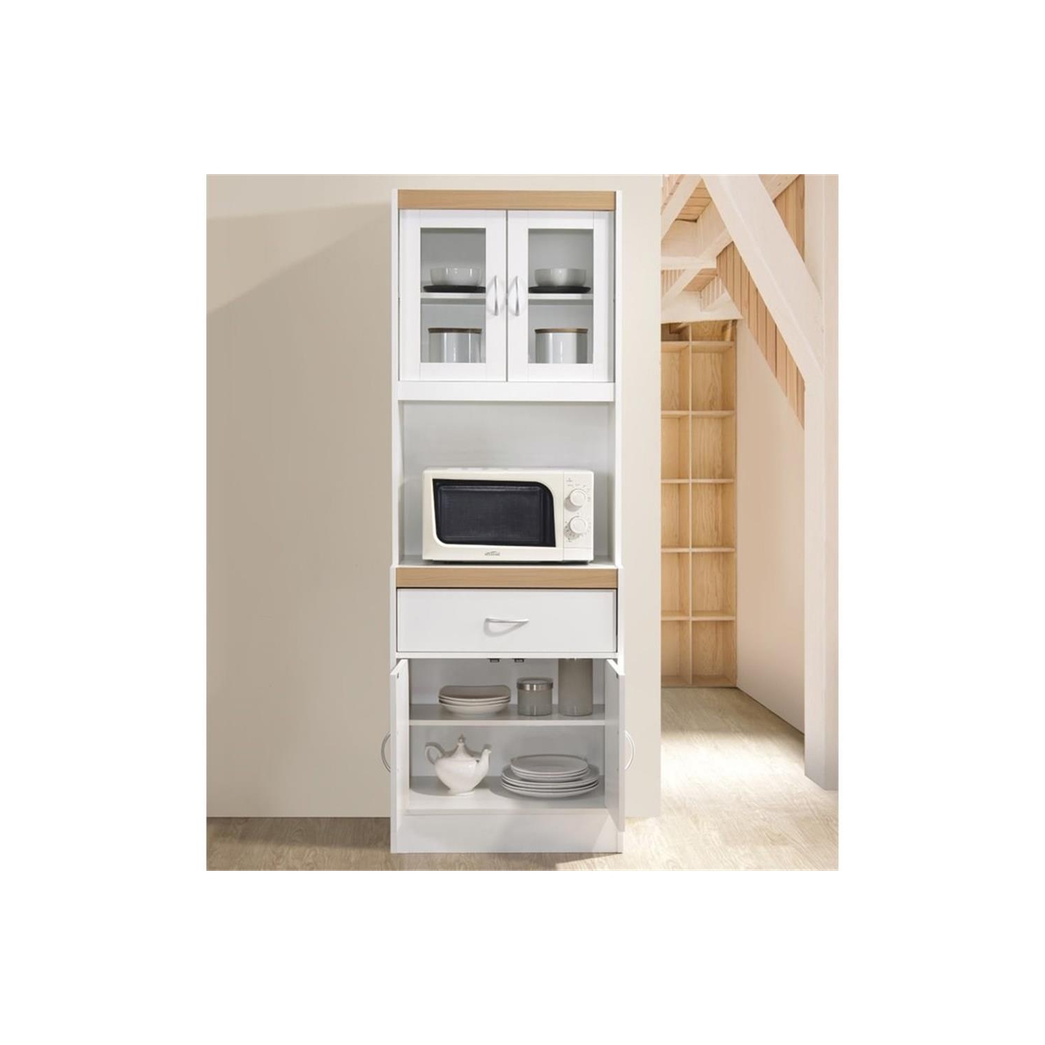 Armoire de cuisine Hodedah avec 1 tiroir plus espace pour micro-ondes en bois blanc