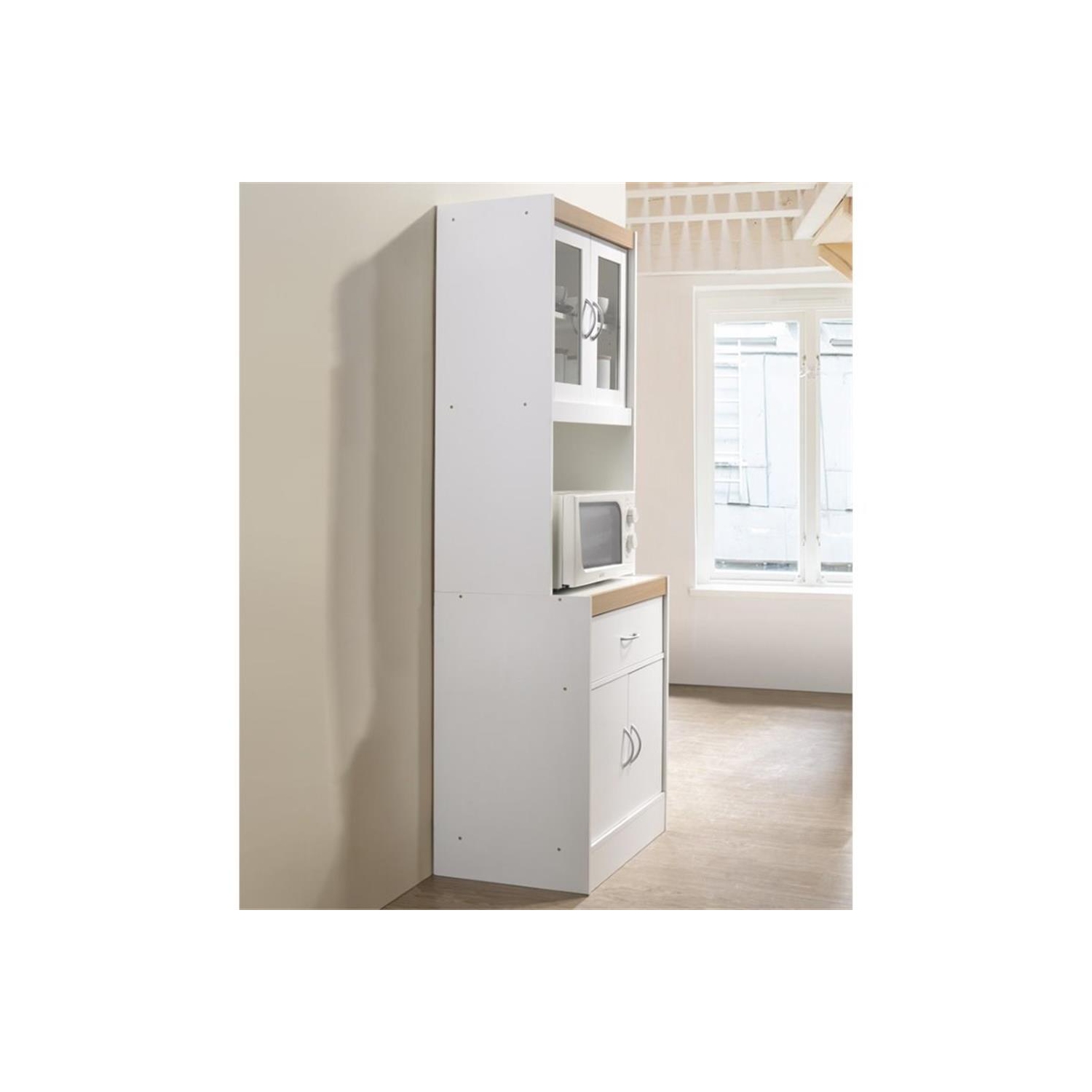 Armoire de cuisine Hodedah avec 1 tiroir plus espace pour micro-ondes en bois blanc