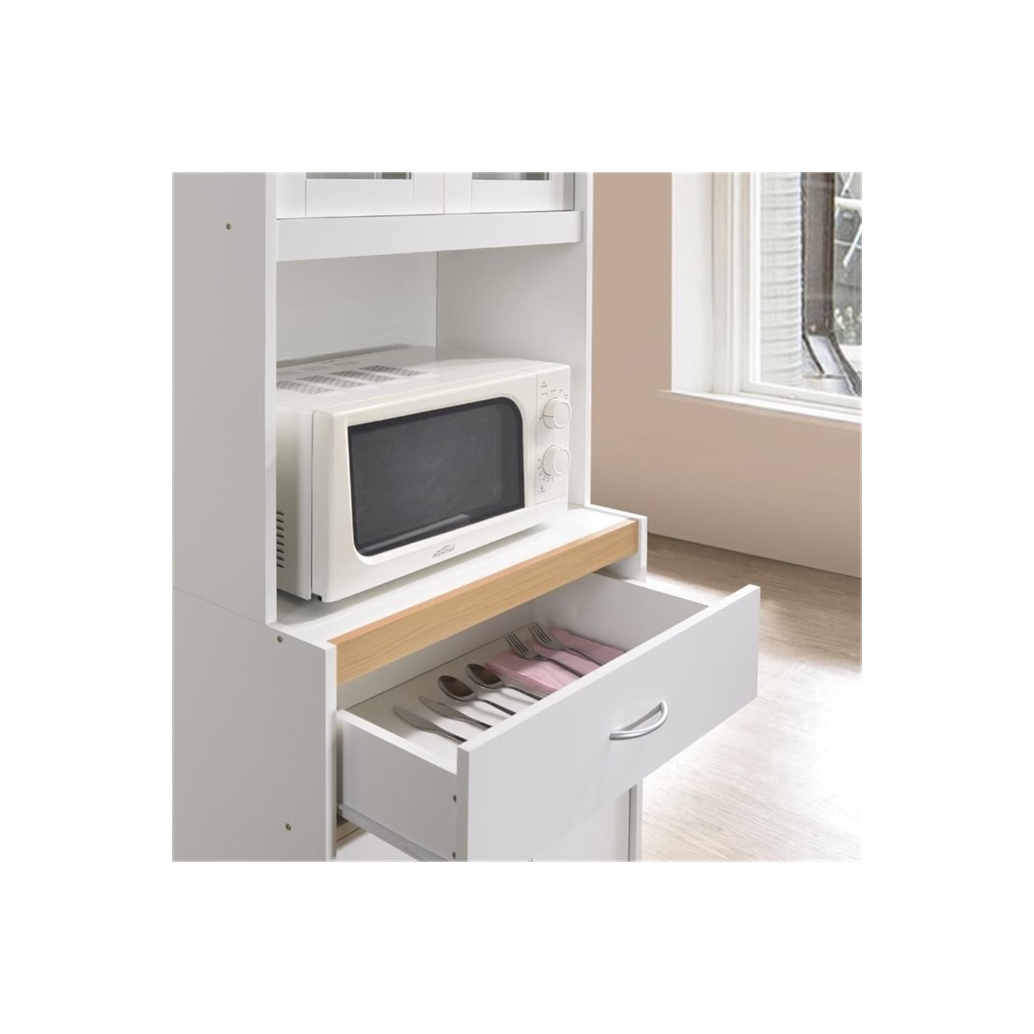Armoire de cuisine Hodedah avec 1 tiroir plus espace pour micro-ondes en bois blanc