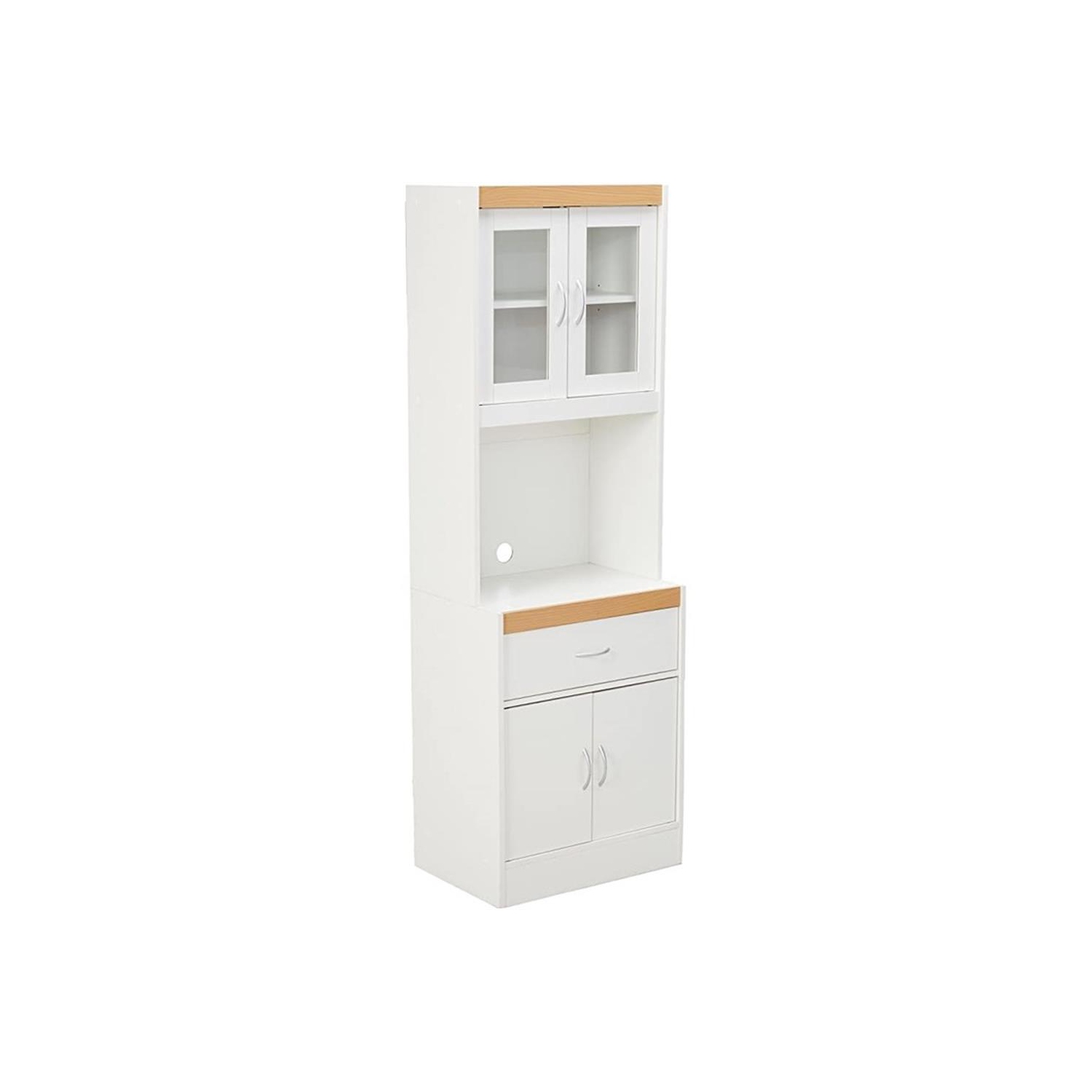Armoire de cuisine Hodedah avec 1 tiroir plus espace pour micro-ondes en bois blanc