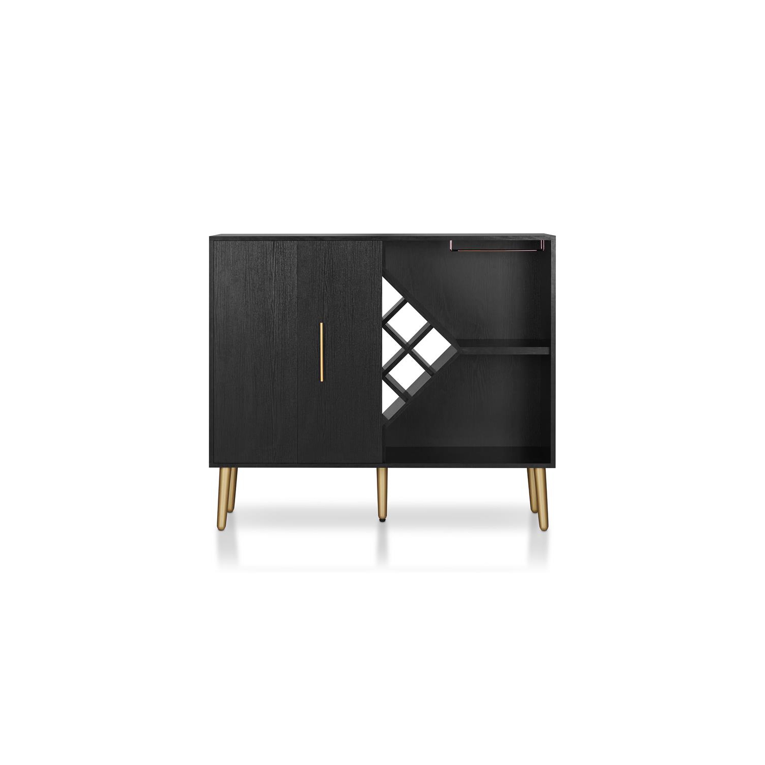 Buffet contemporain en bois à usages multiples de la collection Furniture of America Jeana, noir