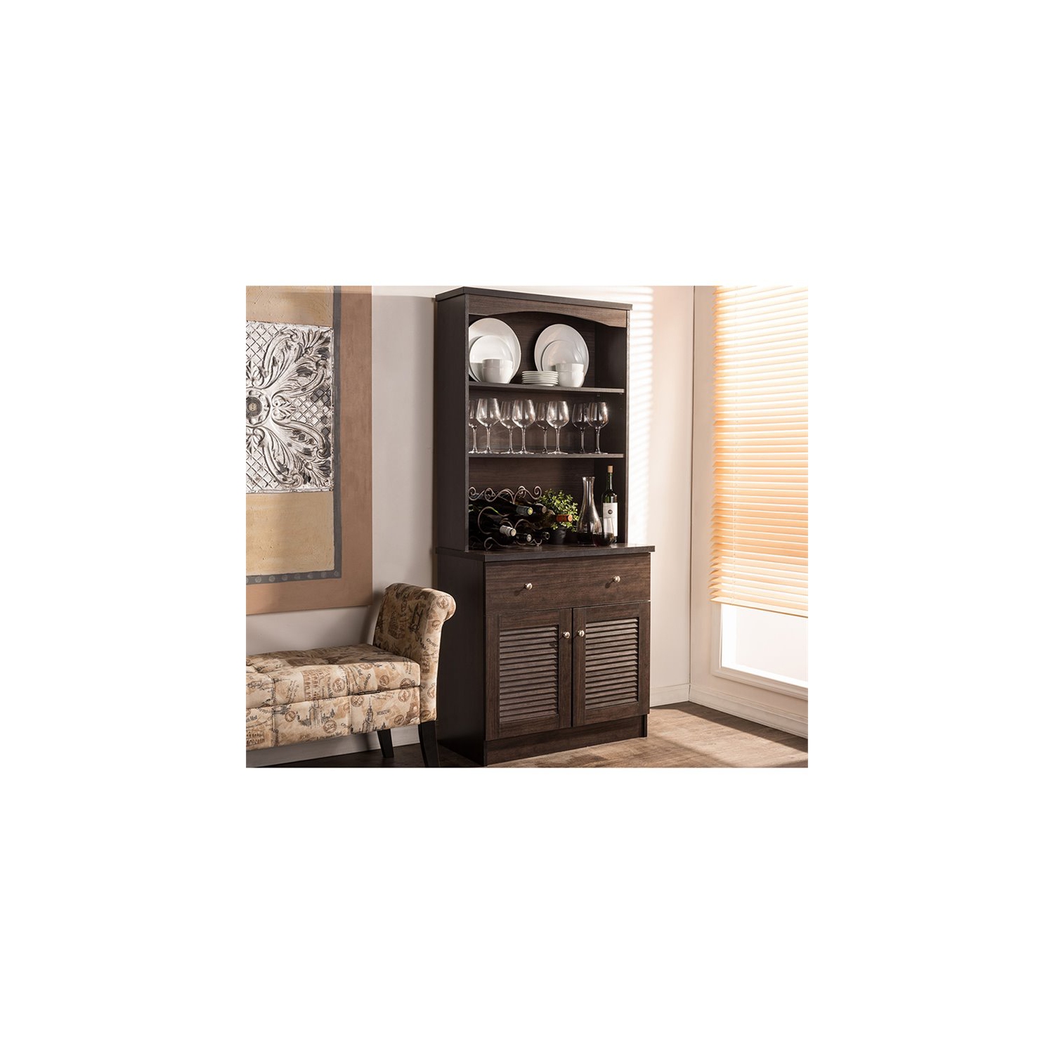 Baxton Studio Agni China Cabinet in Dark Brown