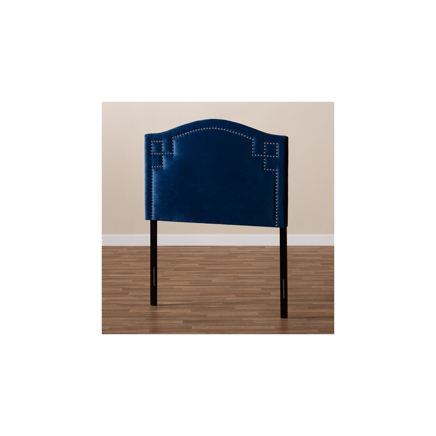 Baxton Studio Aubrey Velvet and Wood Twin Headboard in Royal Blue