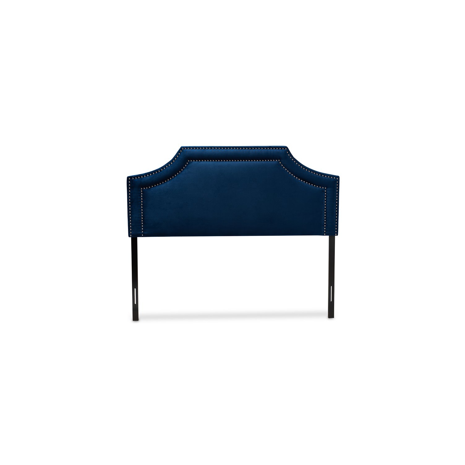 Bowery Hill Velvet and Wood Queen Headboard in Navy Blue