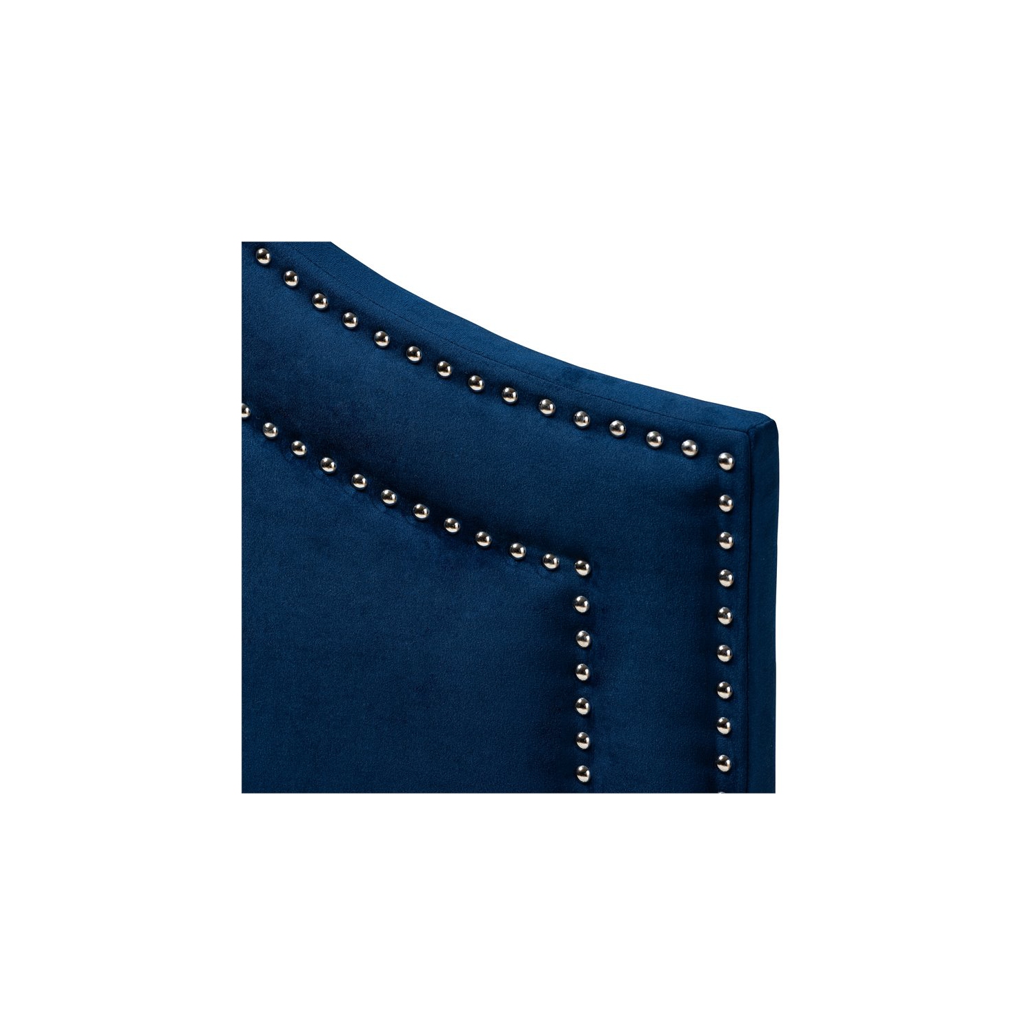 Bowery Hill Velvet and Wood Queen Headboard in Navy Blue