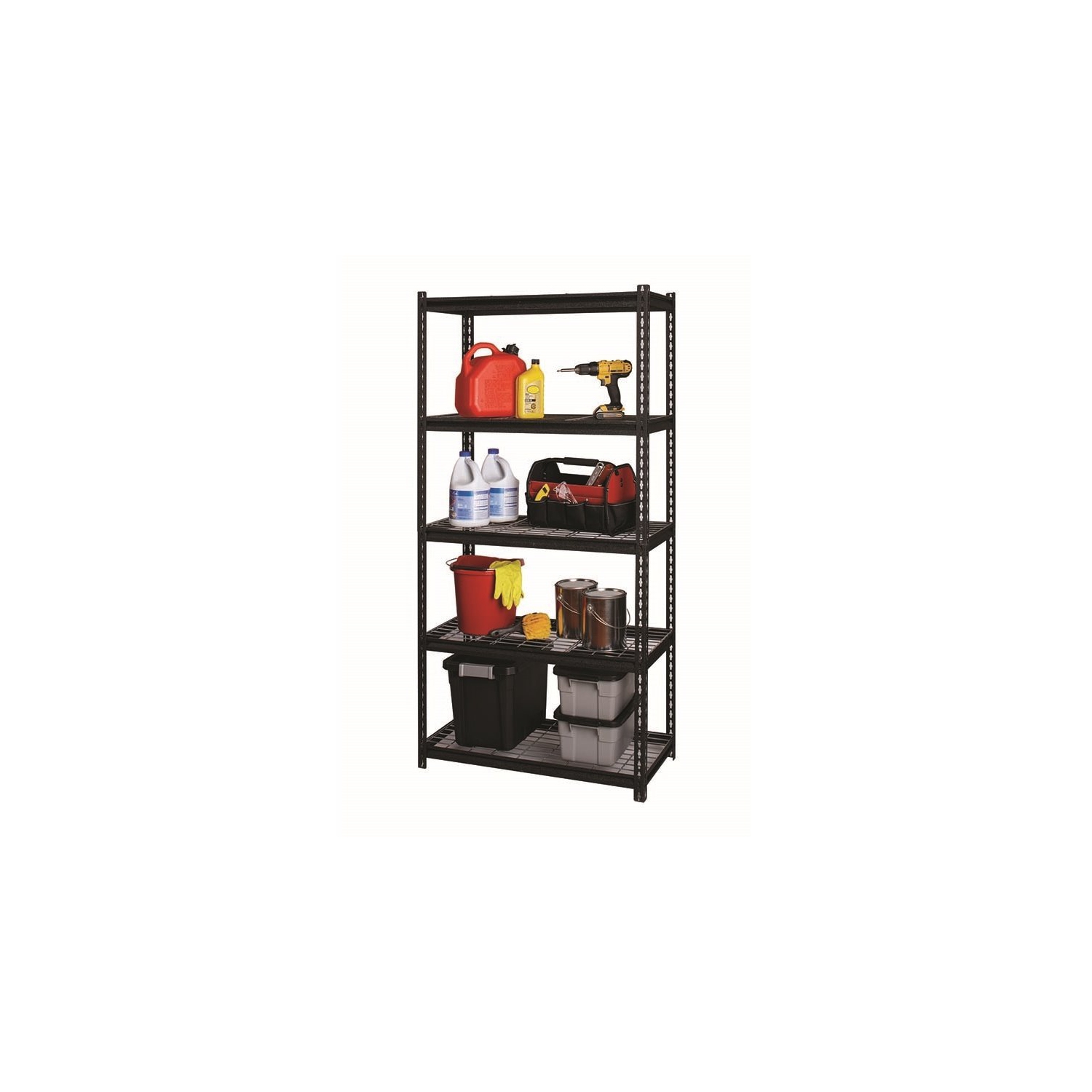 Iron Horse 2300 Riveted Wire Deck Metal Shelving 5-Shelf 18Dx36Wx72H Black