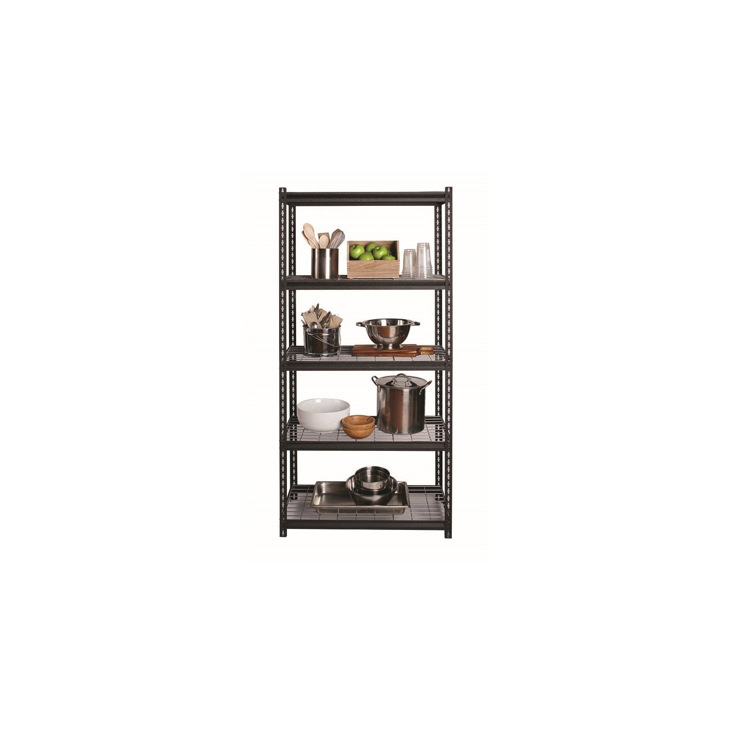 Iron Horse 2300 Riveted Wire Deck Metal Shelving 5-Shelf 18Dx36Wx72H Black