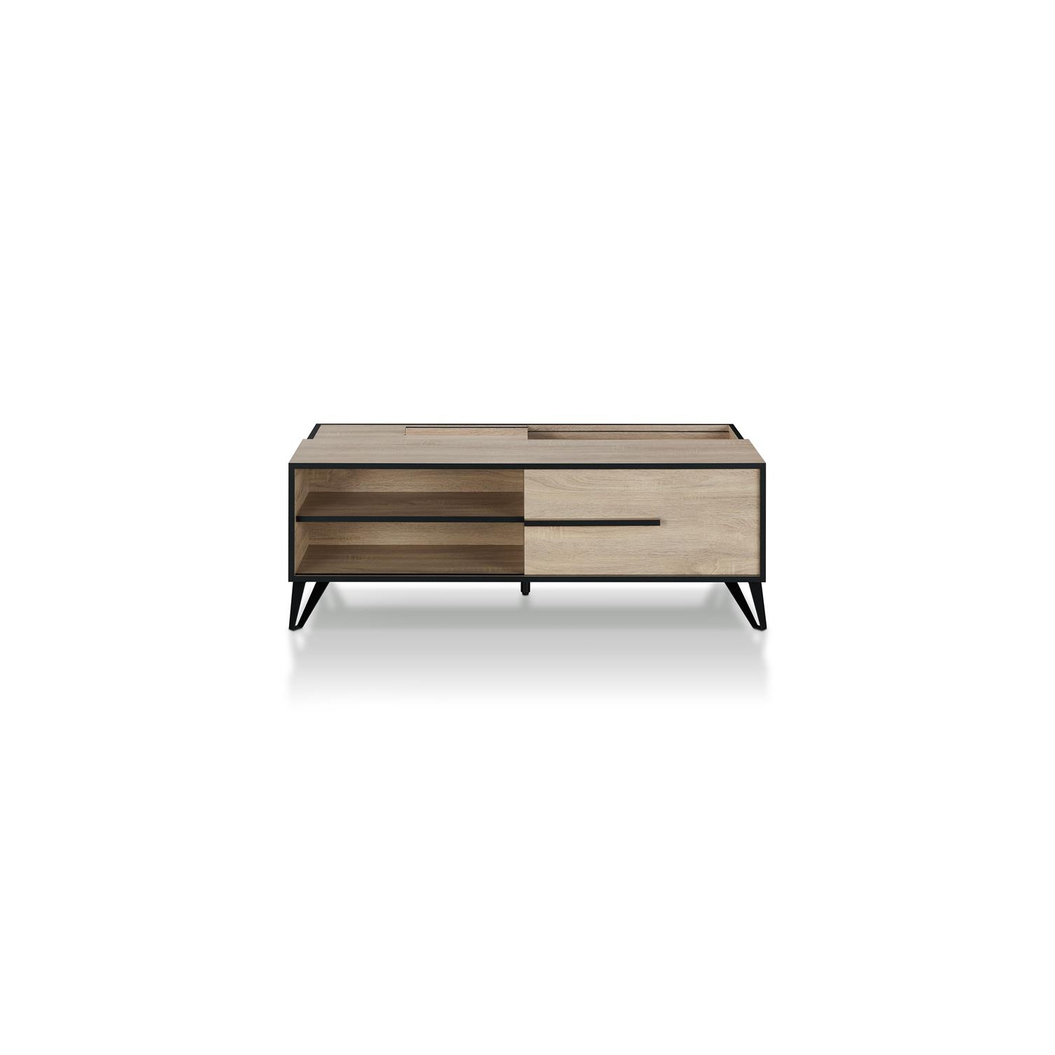 Furniture of America Evermore Modern Wood Storage Coffee Table in Natural Oak