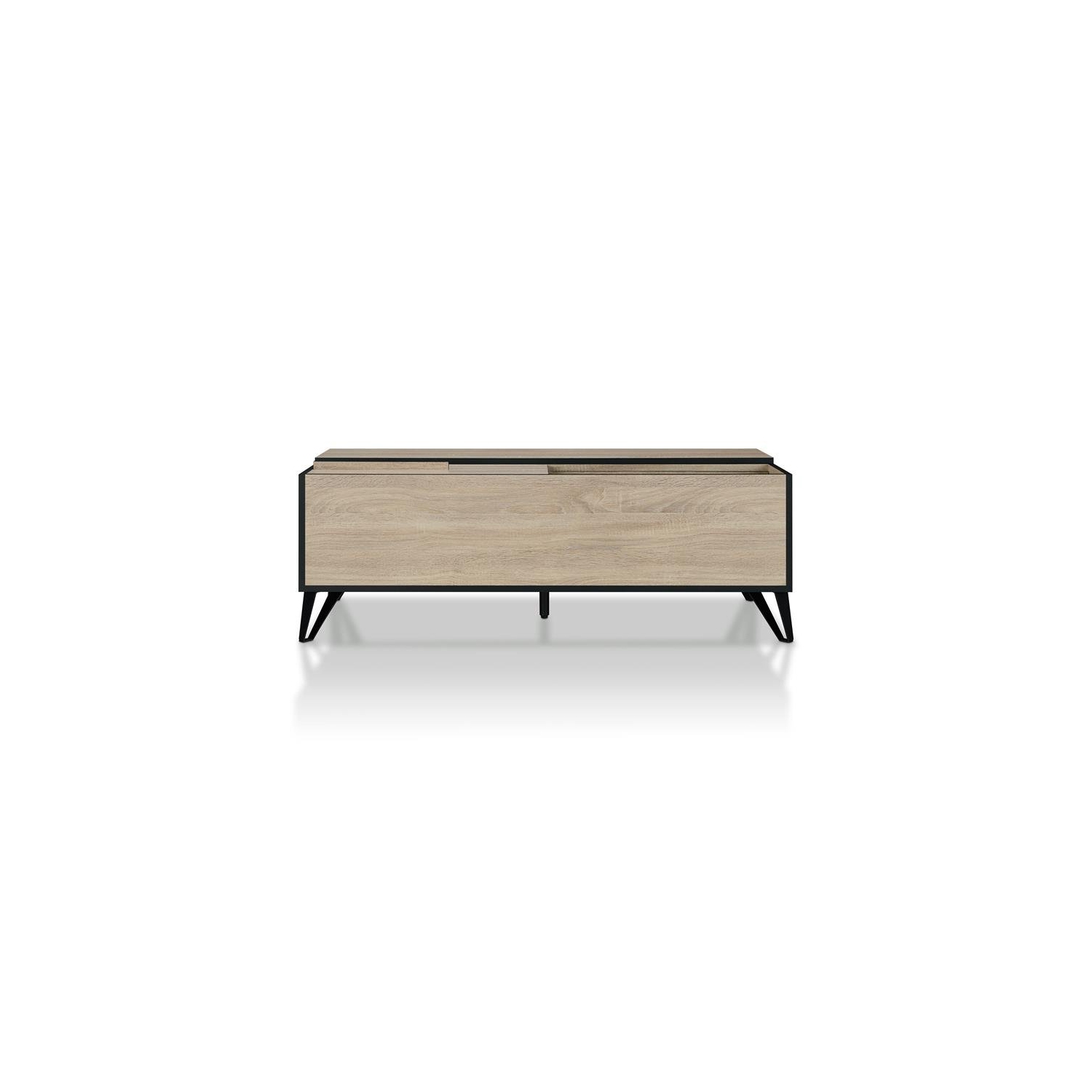 Furniture of America Evermore Modern Wood Storage Coffee Table in Natural Oak