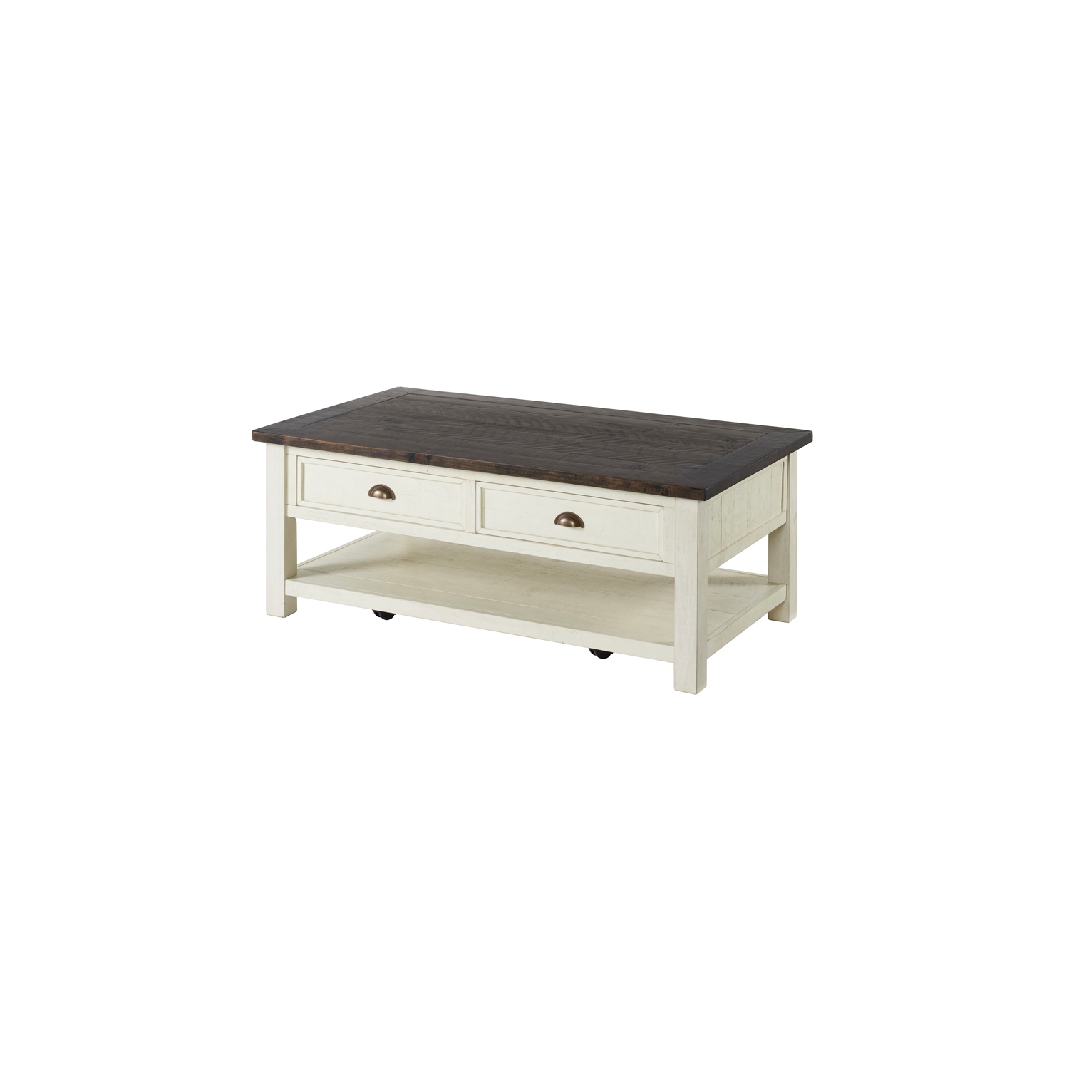 Martin Svensson Home Monterey Wood 2 Drawer Coffee Table Cream White and Brown