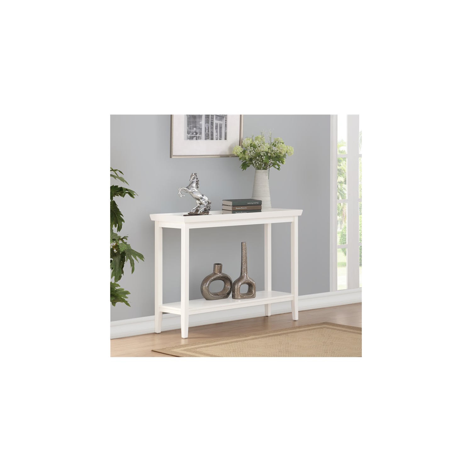 Convenience Concepts Ledgewood Console Table in White Wood Finish