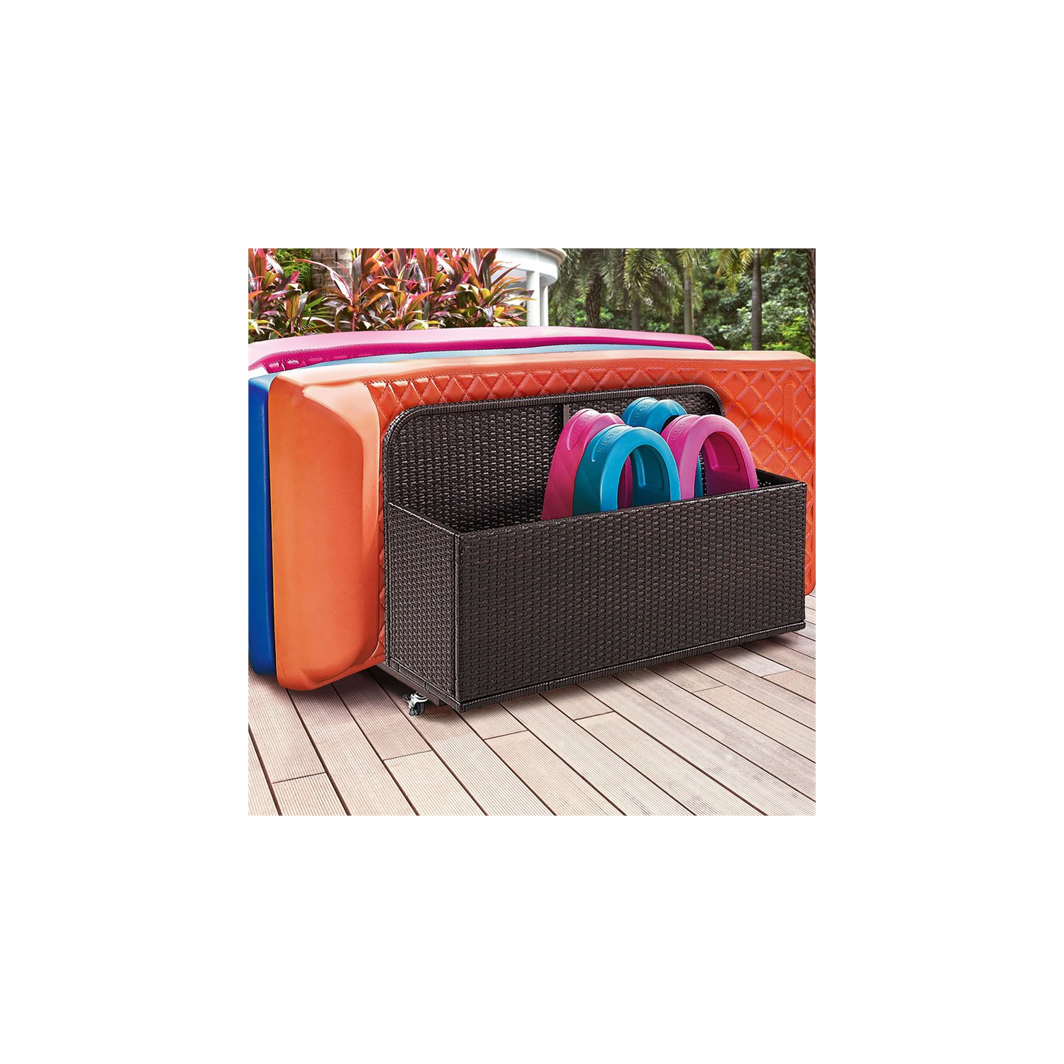 Crosley Palm Harbor Coasta Wicker / Rattan Patio Float Caddy in Brown