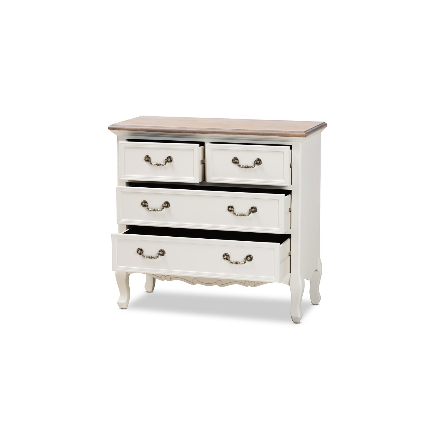 Baxton Studio Amalie White and Oak Finished 4-Drawer Accent Dresser
