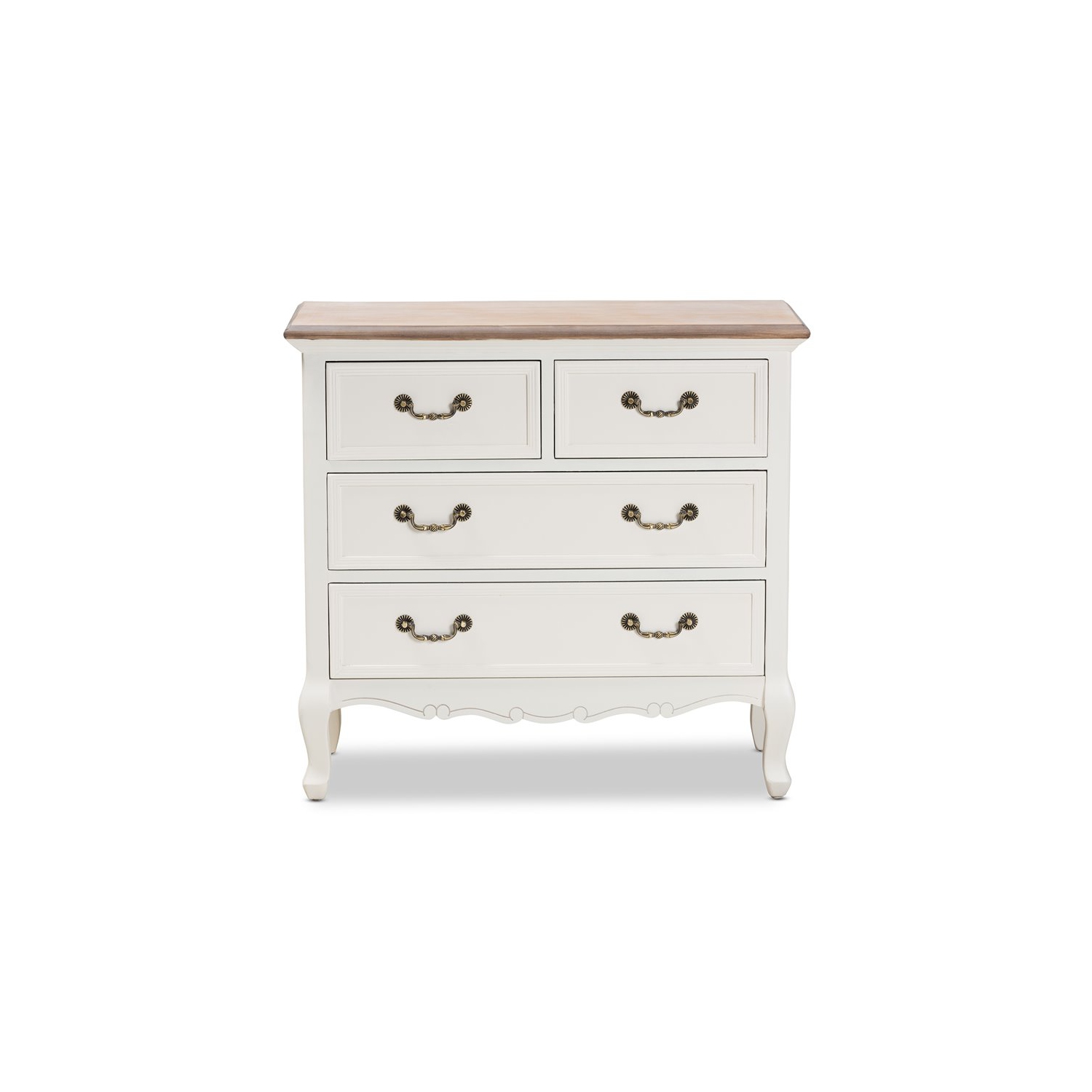 Baxton Studio Amalie White and Oak Finished 4-Drawer Accent Dresser