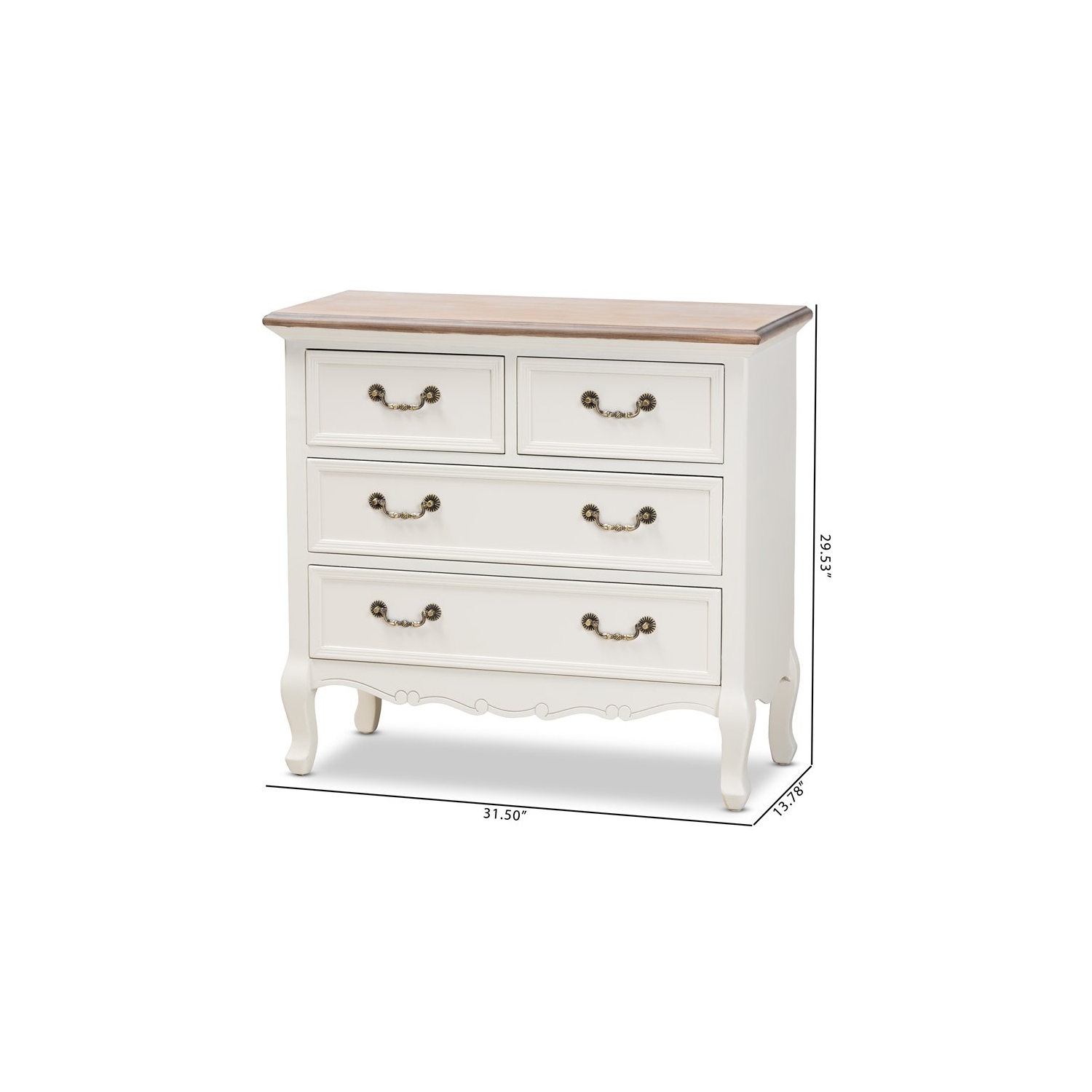 Baxton Studio Amalie White and Oak Finished 4-Drawer Accent Dresser