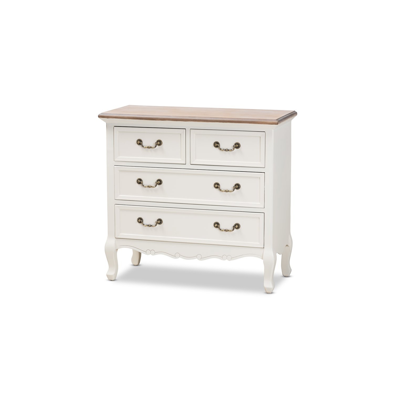 Bowery Hill Traditional White and Oak Finished 4-Drawer Accent Dresser