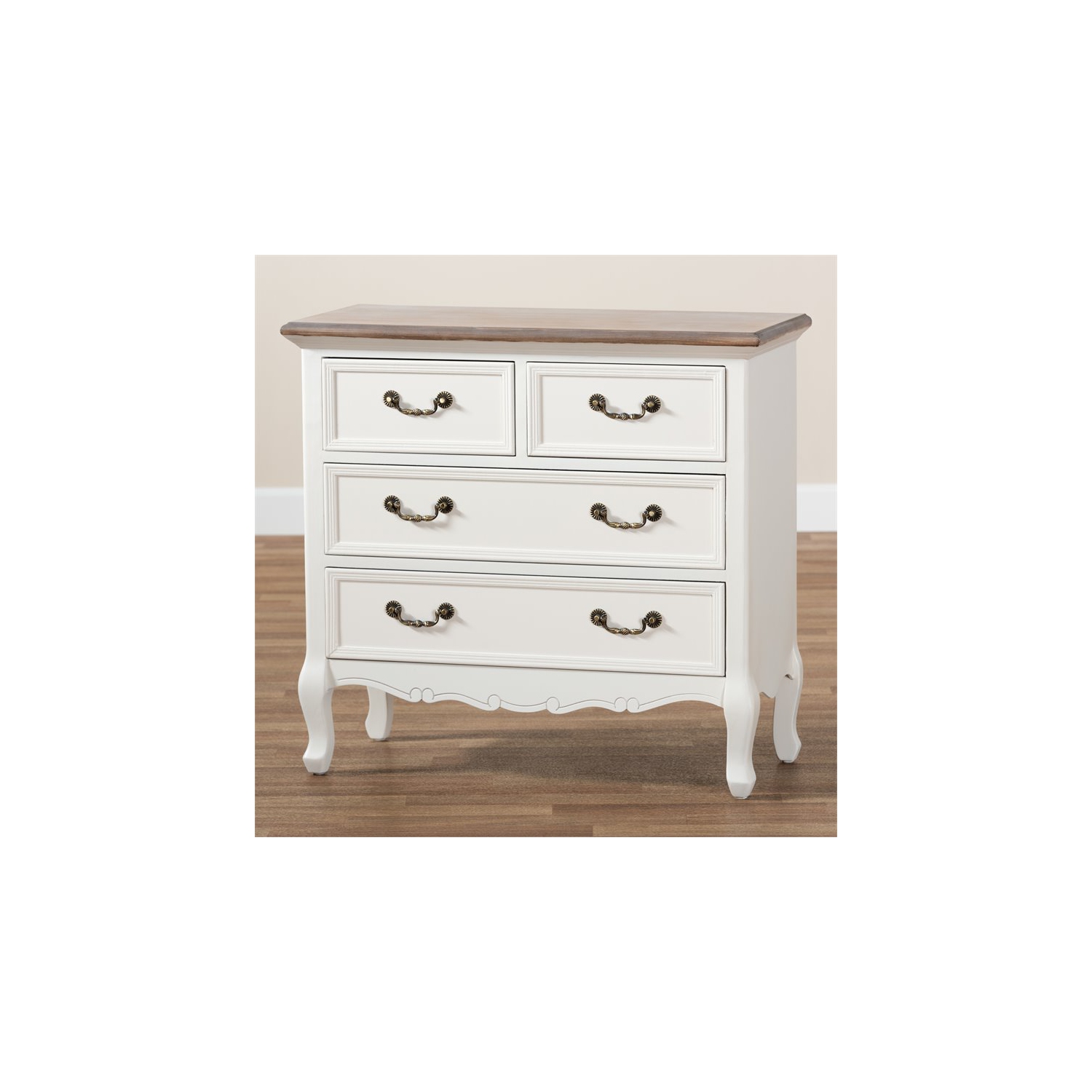 Bowery Hill Traditional White and Oak Finished 4-Drawer Accent Dresser