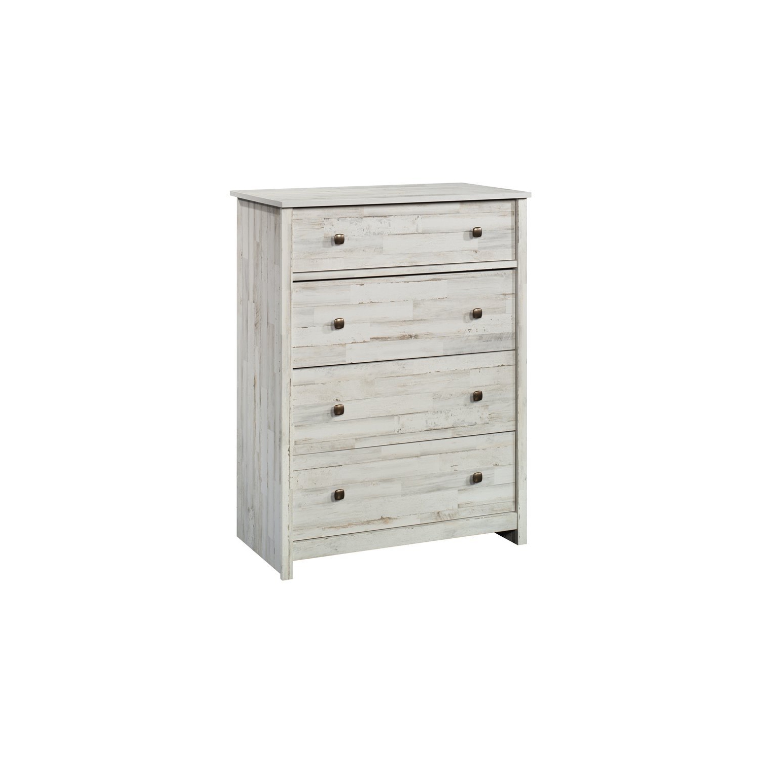 Sauder River Ranch Engineered Wood 4 Drawer Chest in White Plank