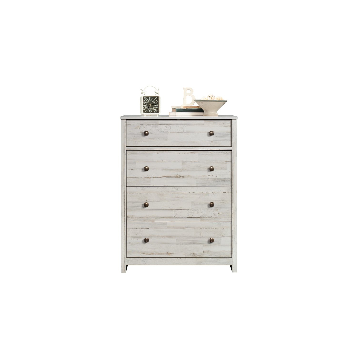 Sauder River Ranch Engineered Wood 4 Drawer Chest in White Plank