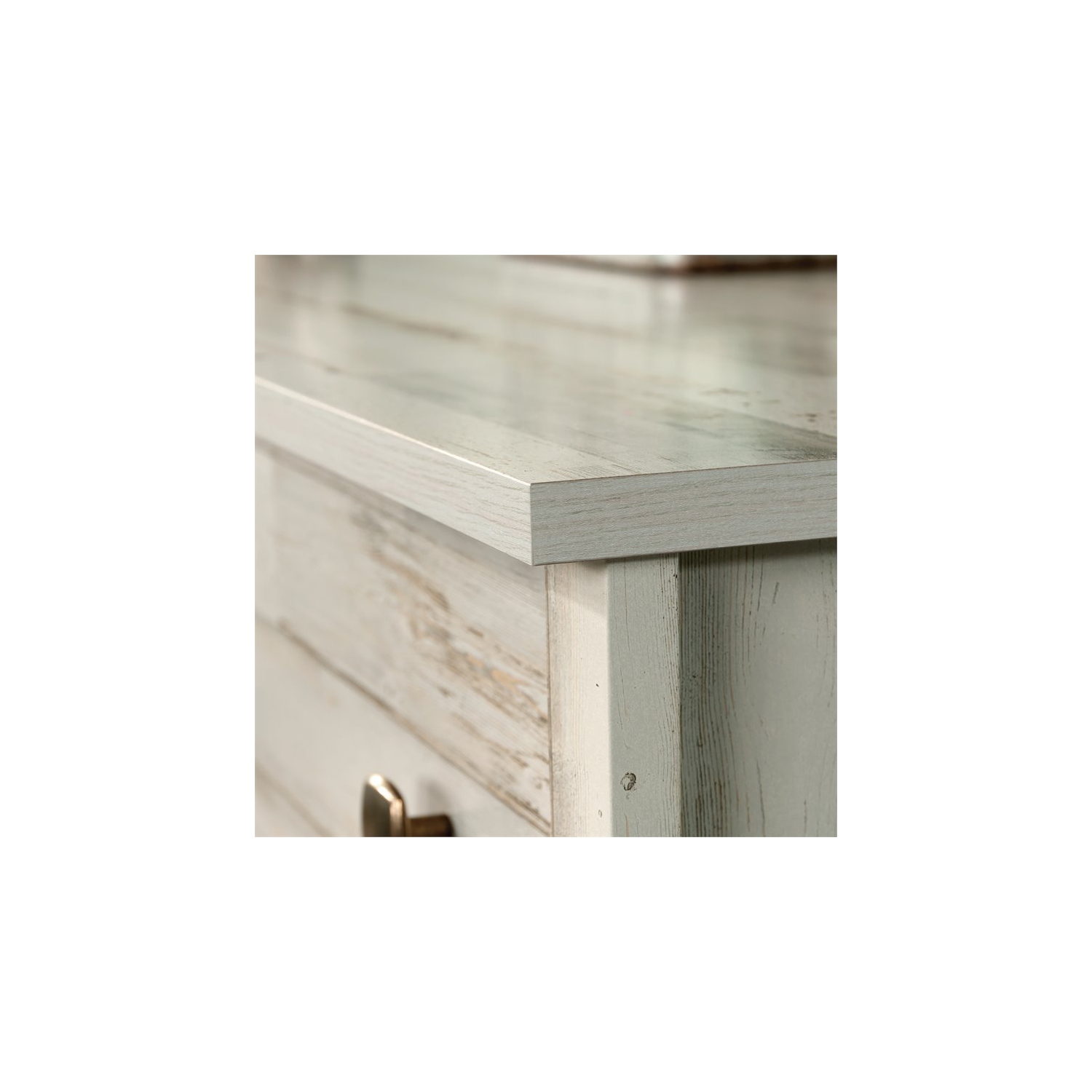 Pemberly Row 6 Drawer 50.5" Rustic Wooden Dresser in White Plank