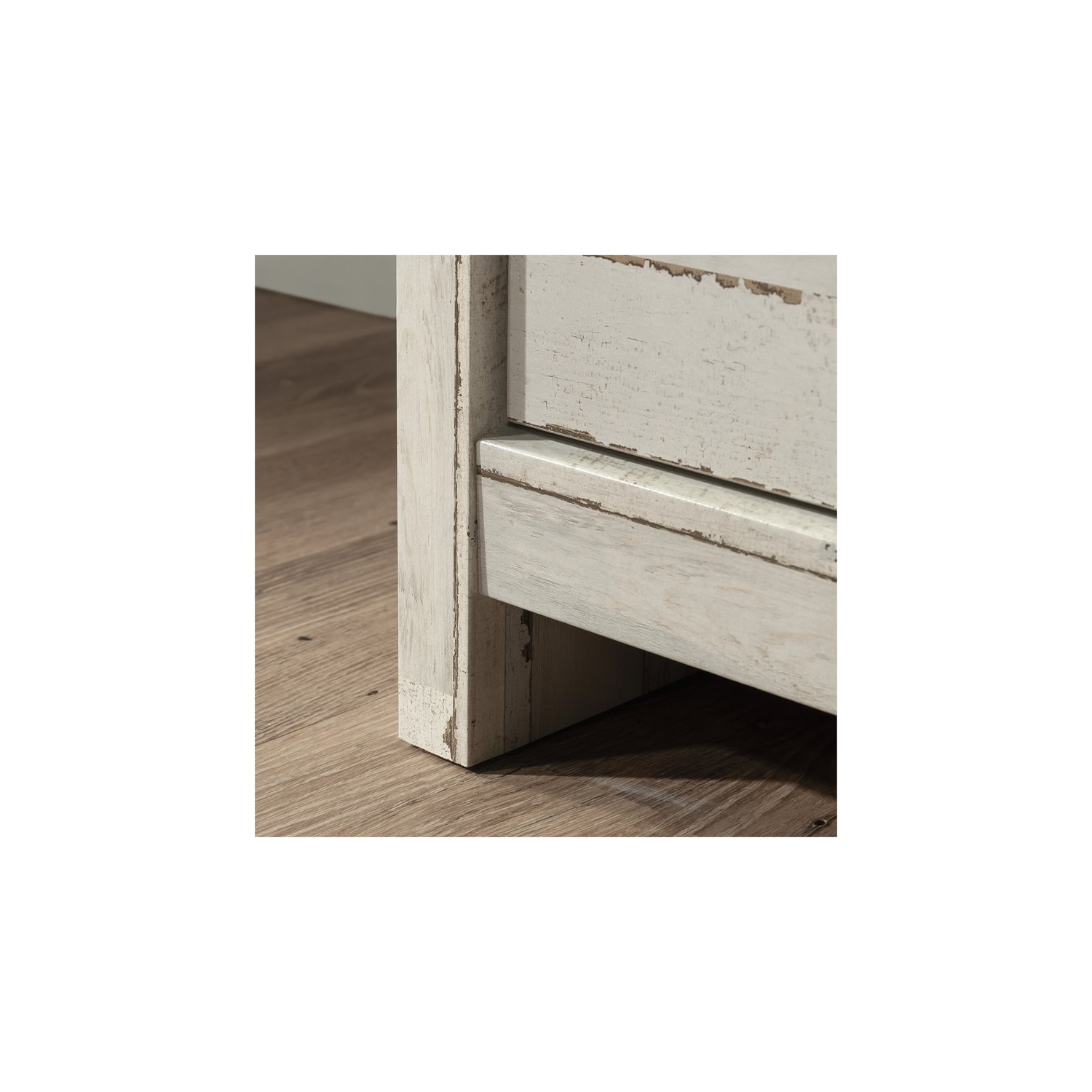 Pemberly Row 6 Drawer 50.5" Rustic Wooden Dresser in White Plank