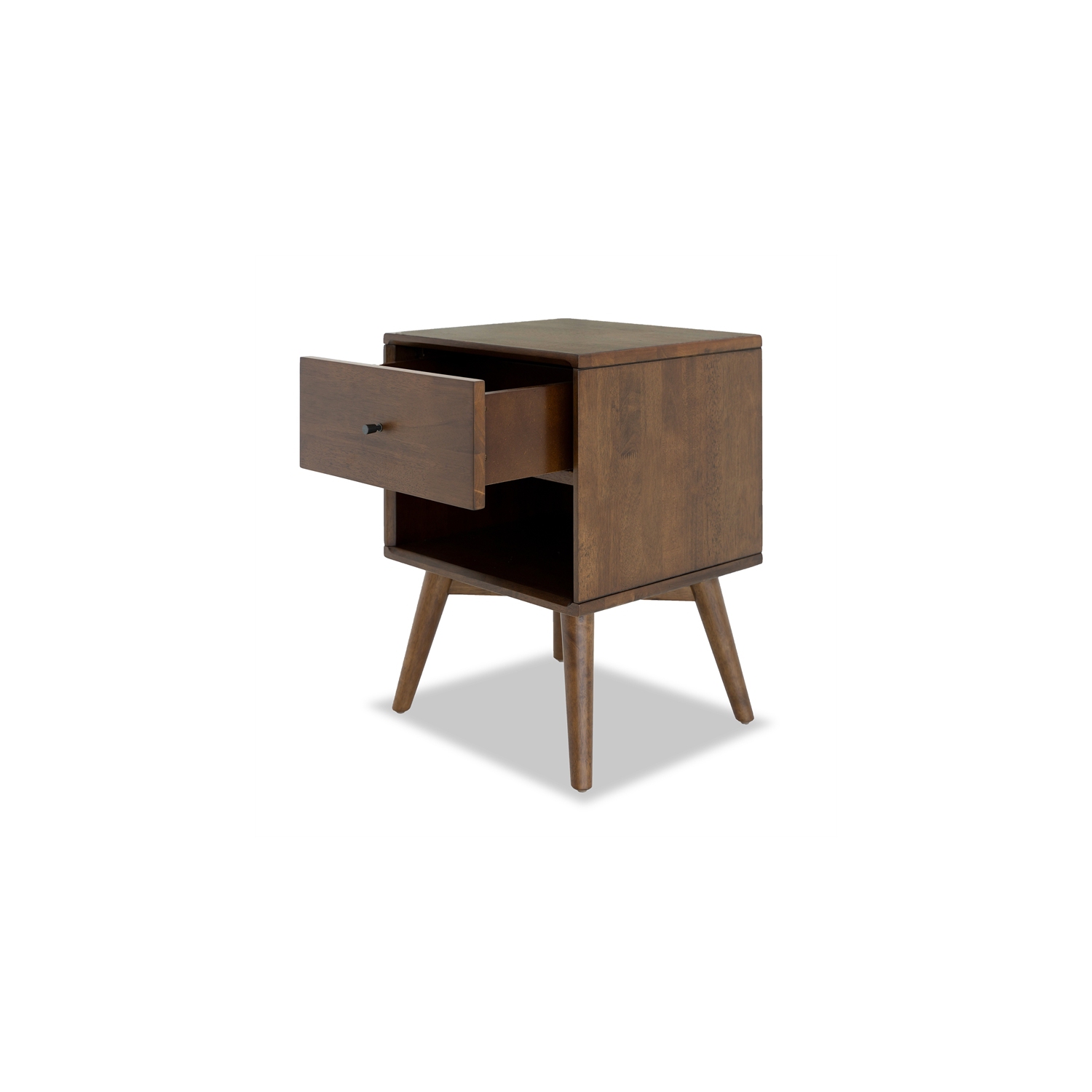 Francesca Mid Century Modern Walnut Nightstand Bed Side Tables with 1 Drawer