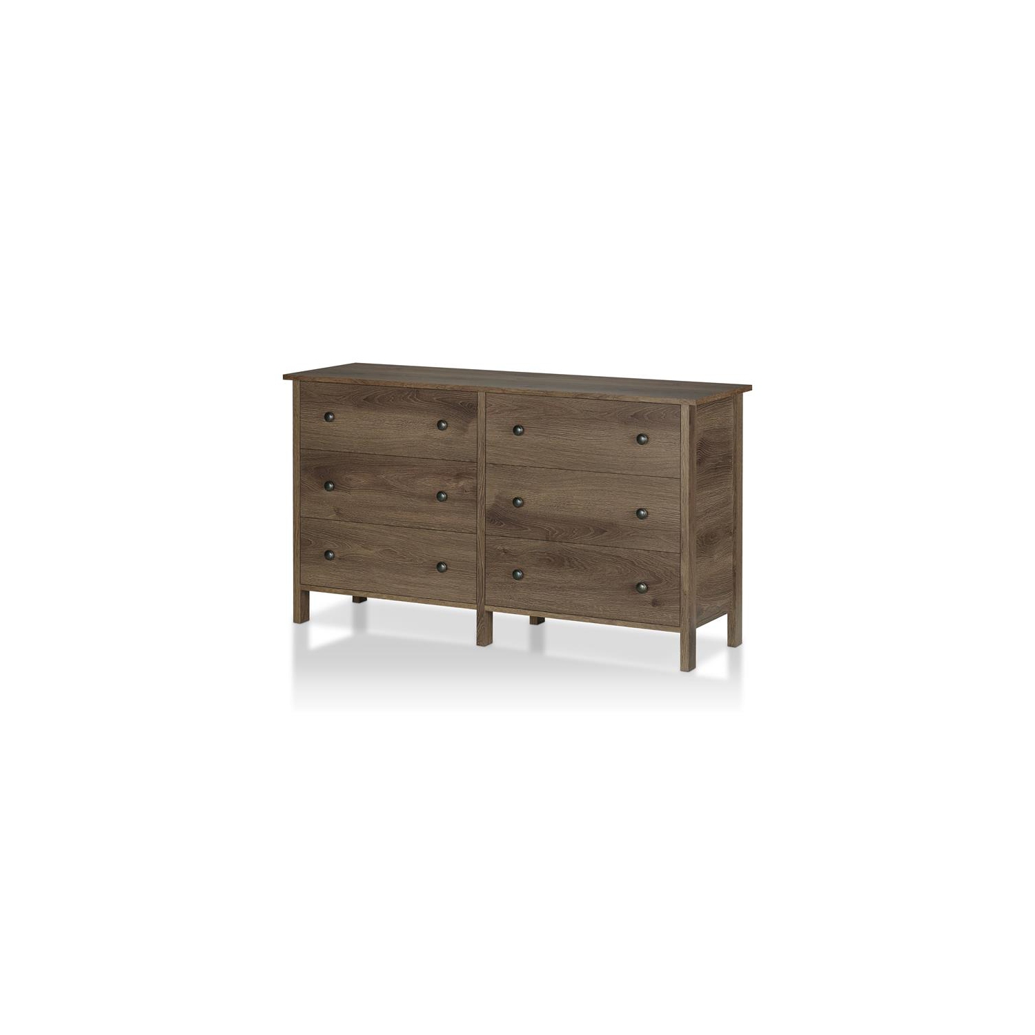 Furniture of America Reyes Rustic Wood 6-Drawer Dresser in Distressed Walnut