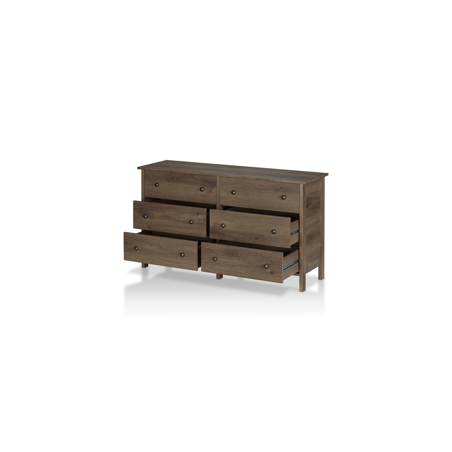 Furniture of America Reyes Rustic Wood 6-Drawer Dresser in Distressed Walnut