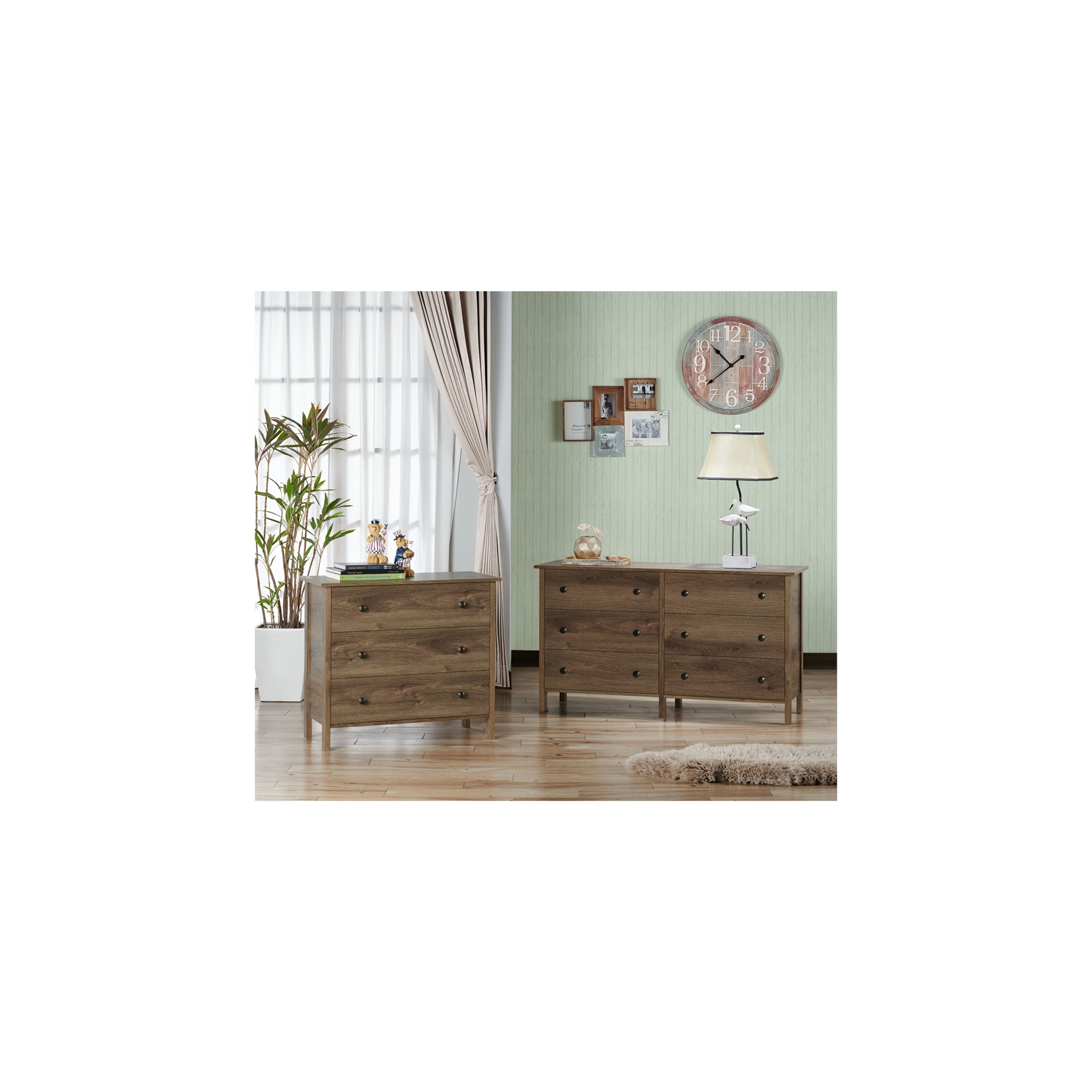 Furniture of America Reyes Rustic Wood 6-Drawer Dresser in Distressed Walnut