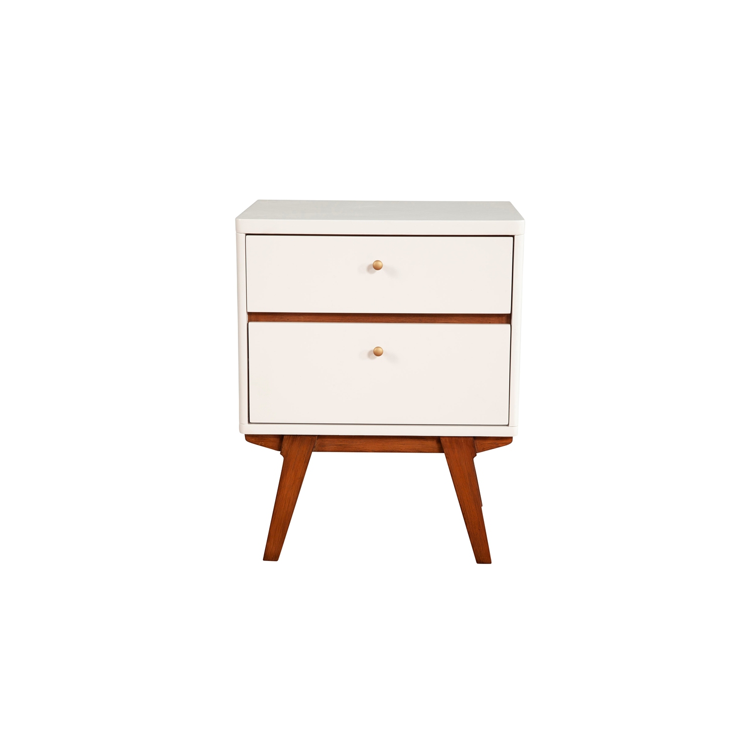 Bowery Hill Two Drawer Wood Nightstand in White