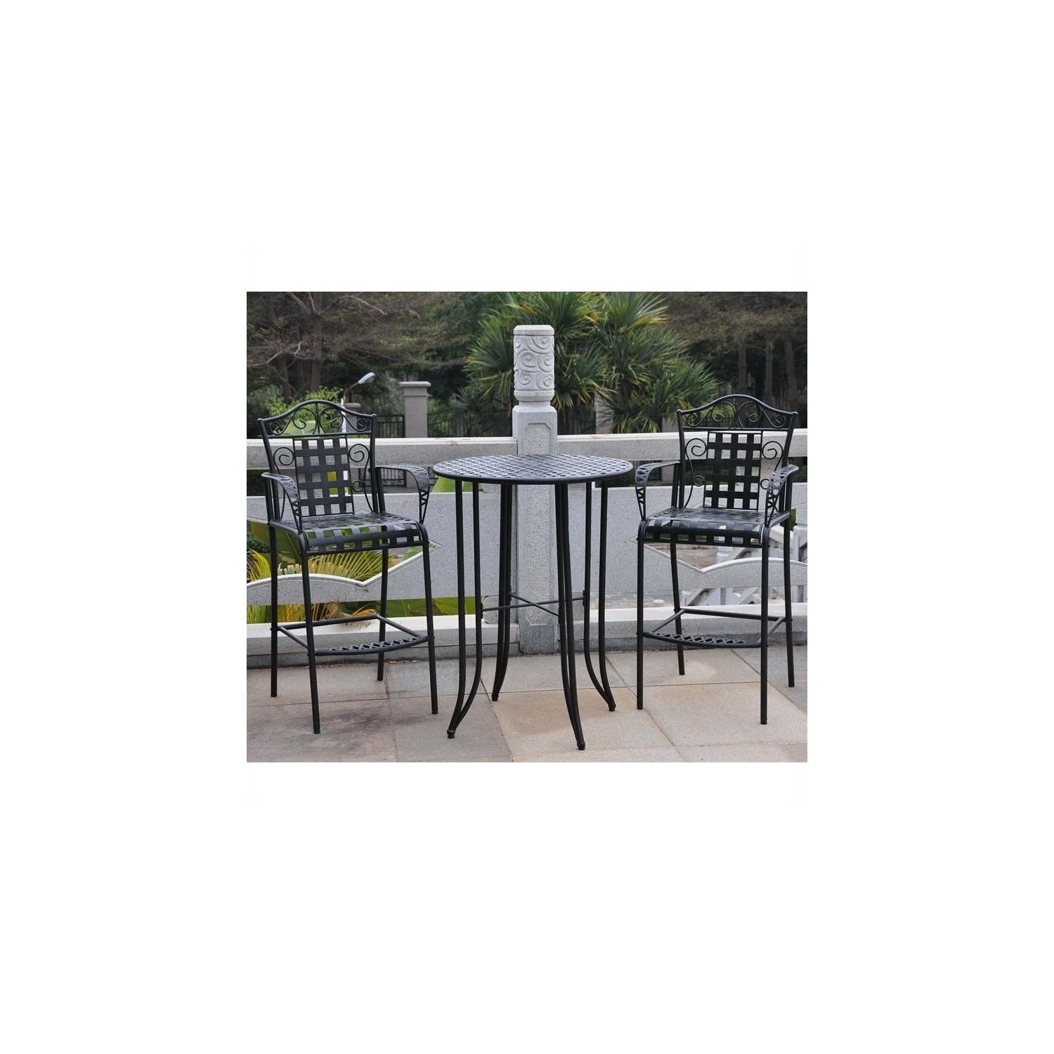 Pemberly Row 3-Piece Iron Patio Bar-height Bistro Set