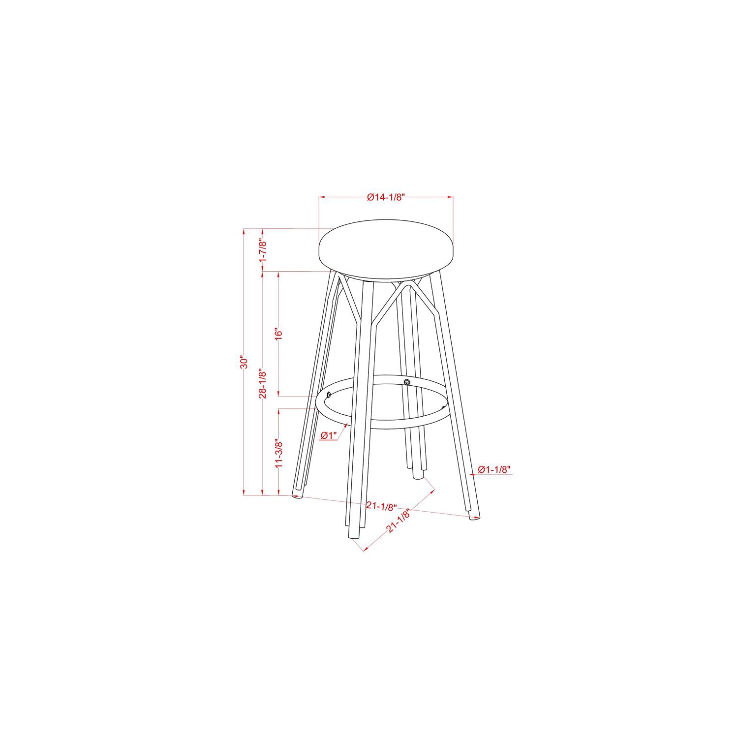 Tabouret de bar de patio en aluminium de 30 po Binde Furniture of America en blanc